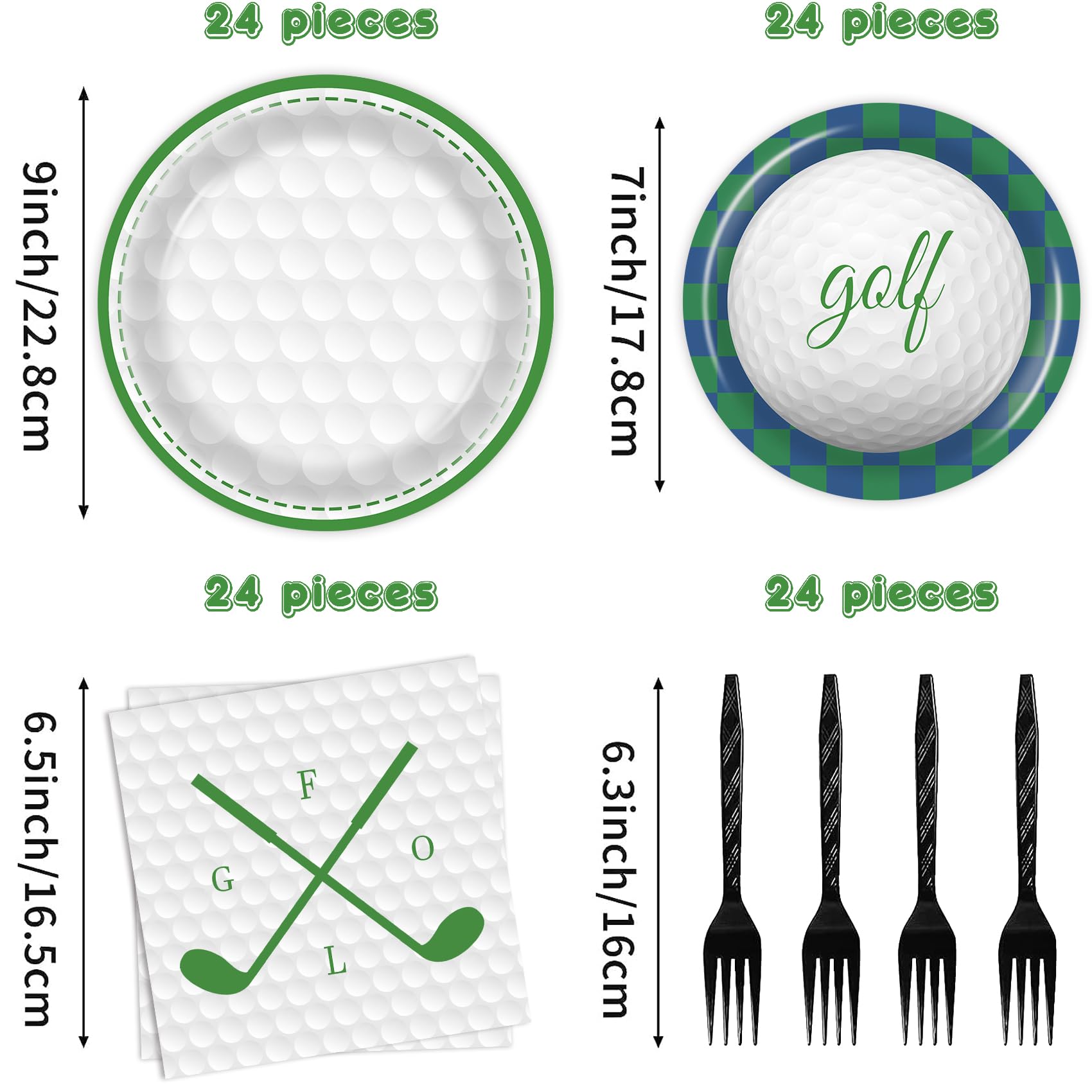 96 Pcs Golf-Themed Paper Plates & Napkins Set - Birthday Party Decorations, Golf Tournament Supplies, Baby Shower & Sports Theme Party Essentials