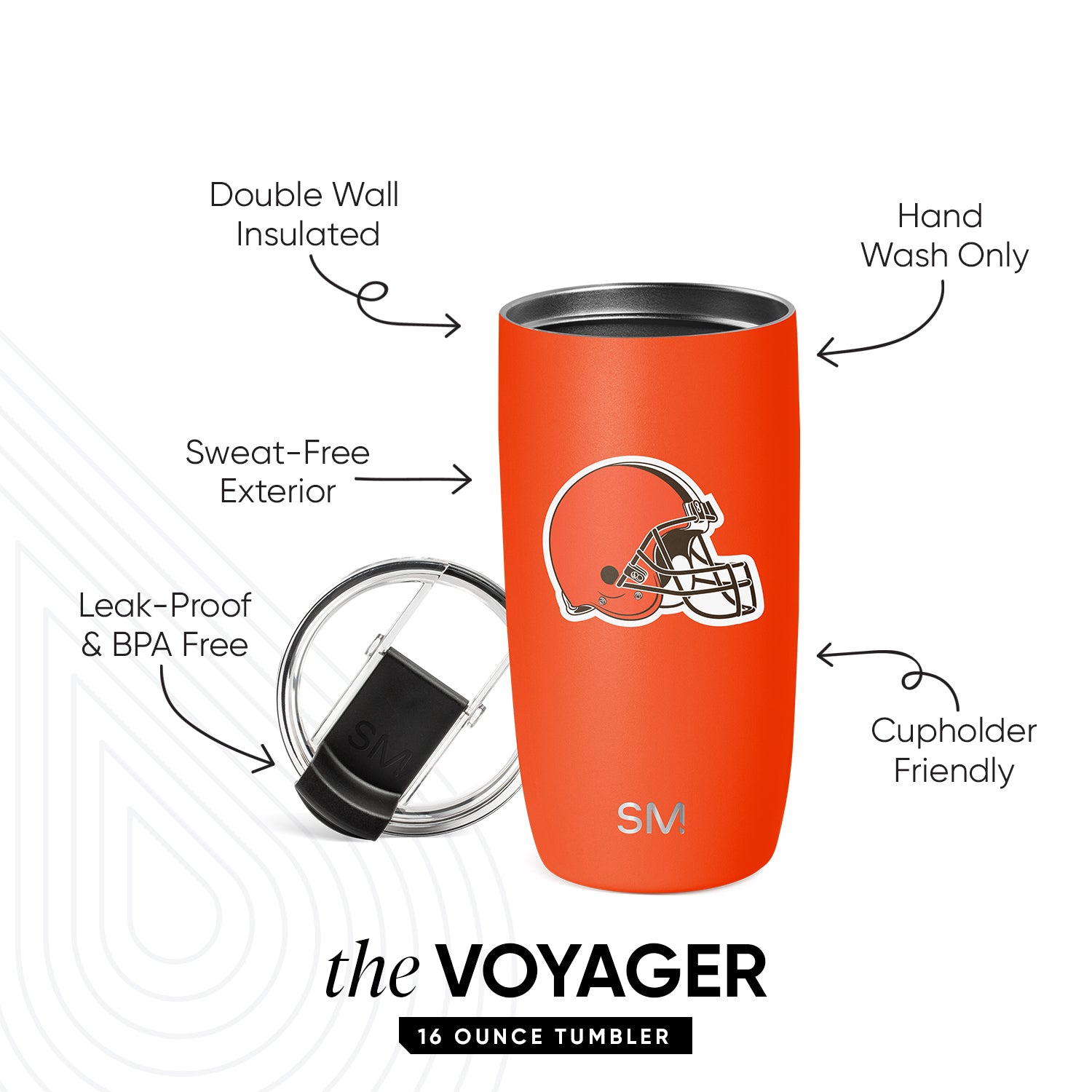 NFL Voyager Tumbler with Clear Flip Lid & Straw - 20oz Insulated Stainless Steel Water Bottle for Football Fans - Perfect for Game Day, Workouts & Outdoor Activities