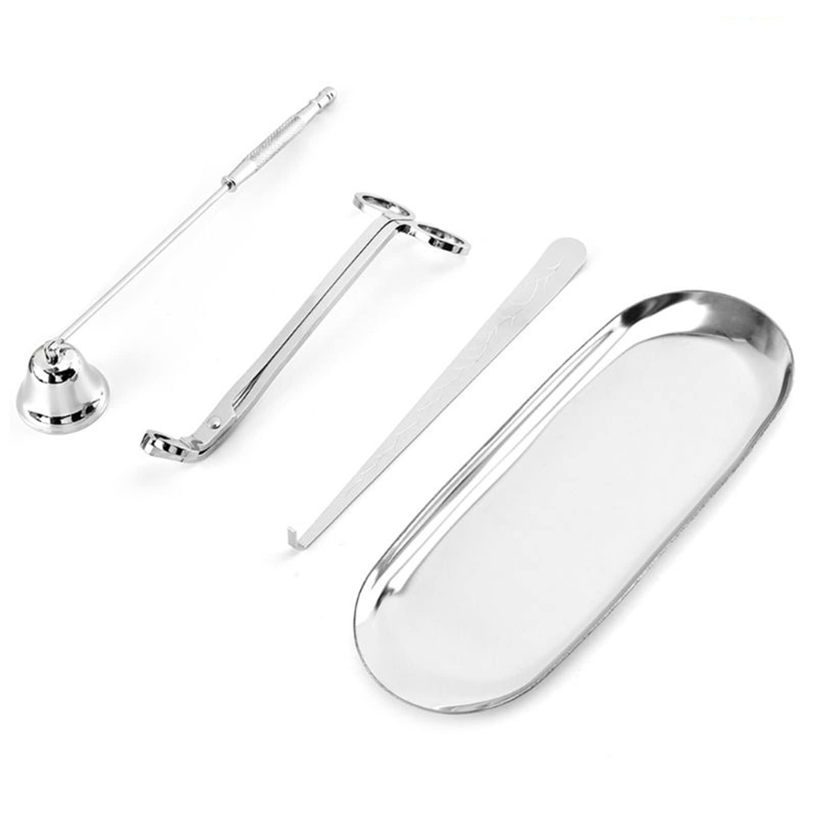 LOYE 4-Piece Premium Candle Accessory Set - Snuffer, Wick Trimmer, Dipper & Tray Plate - Essential Tools for Candle Care & Maintenance - Perfect for Home Decor, Relaxation & Romantic Ambiance