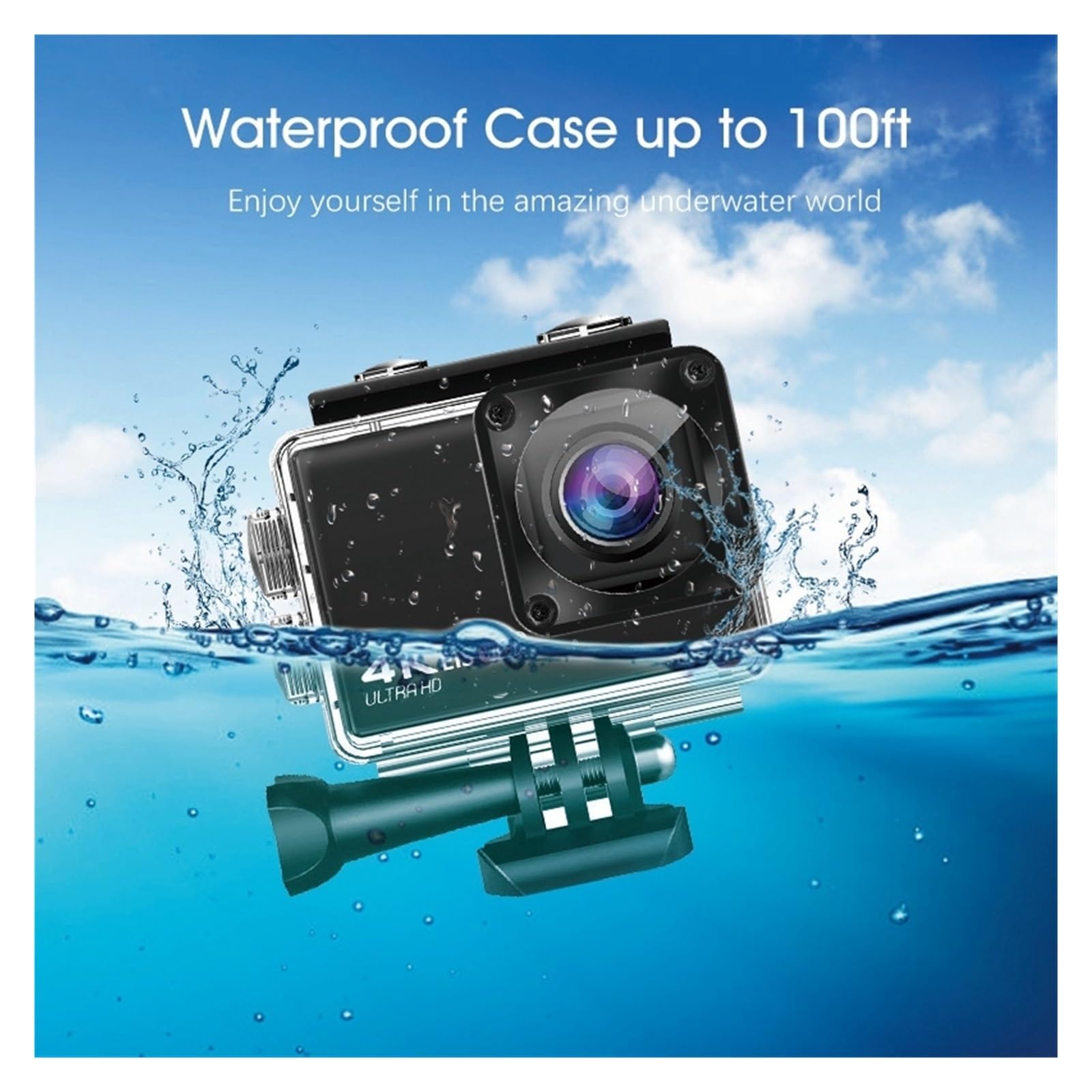 MZZYG 4K WiFi Action Camera - 170° Wide Angle, Waterproof, Anti-Shake, Helmet Mountable - Perfect for Sports, Vlogging & Underwater Adventures (Camera Only)