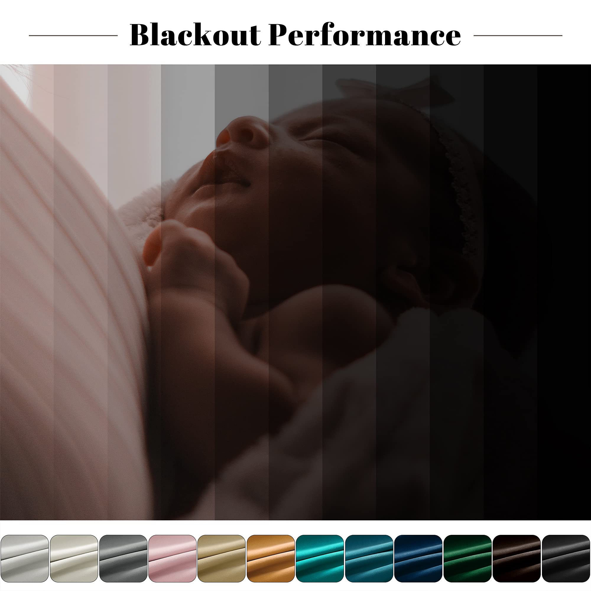 Nanbowang Blackout Velvet Curtains - 96 Inch Long Thermal Insulated Window Drapes with Rod Pocket, Light Blocking Bedroom Curtain Panels (Set of 2) for Home Theater, Nursery & Noise Reduction