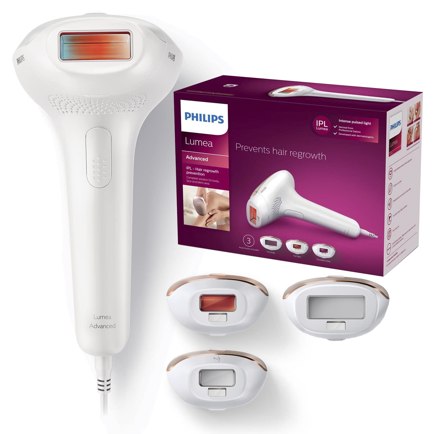 Philips Lumea Advanced IPL Hair Removal Device for Women & Men - Permanent Hair Removal for Face, Body & Bikini Line - SC1999/00 - At-Home Laser Hair Removal for Smooth Skin