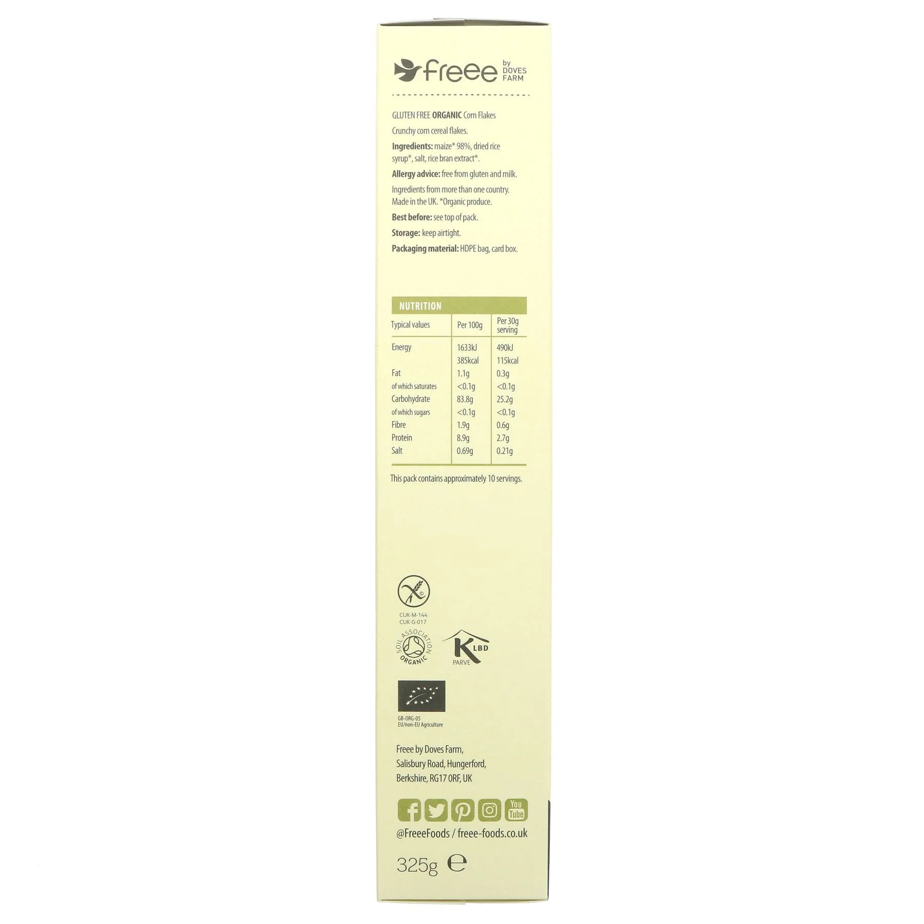 Doves Farm Freee Organic Corn Flakes Gluten-Free - Healthy Breakfast Cereal for Kids & Adults - Perfect for Vegan, Dairy-Free & GF Diets - Enjoy with Milk or Yogurt for a Nutritious Start to Your Day