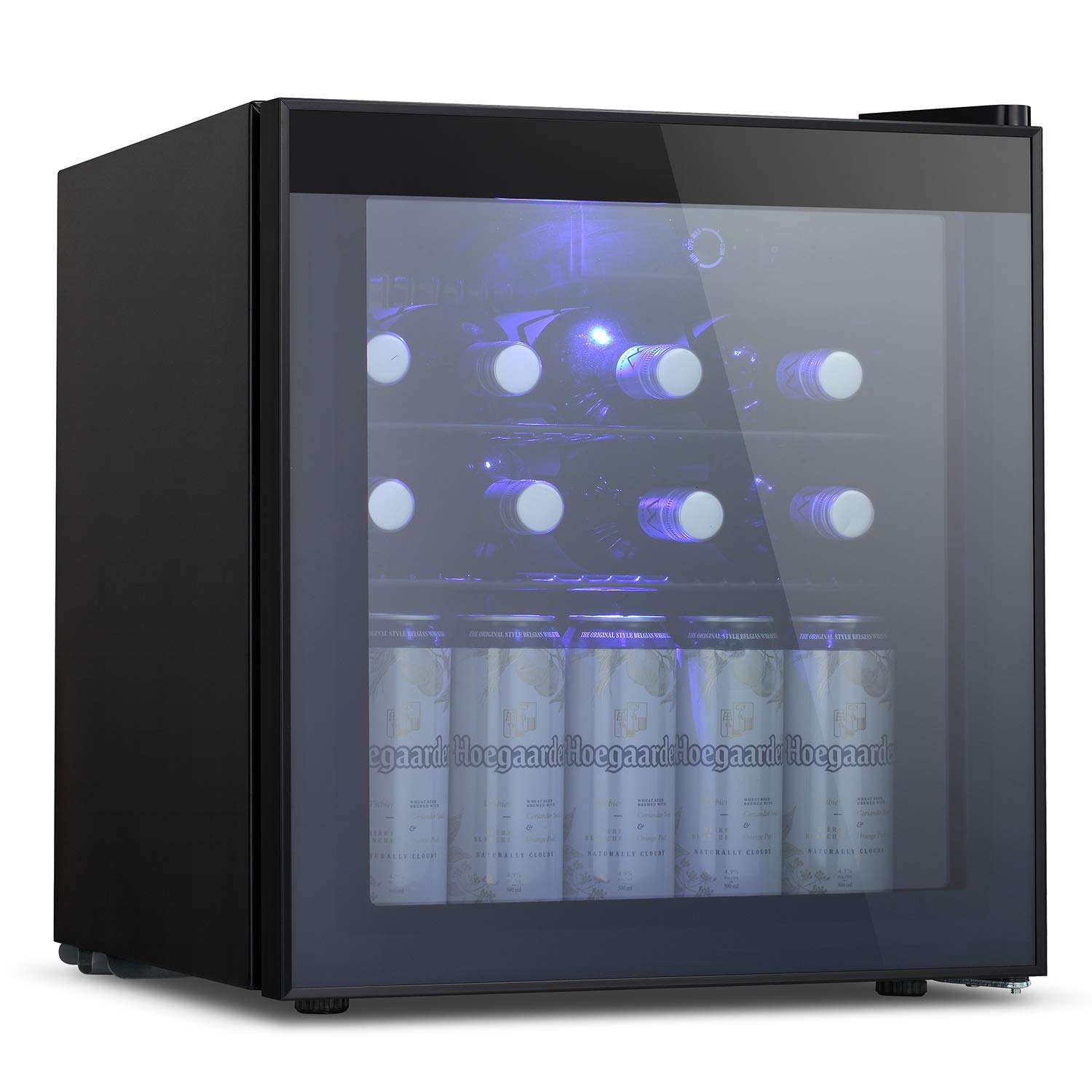 Antarctic Star 60 Can Mini Beverage Refrigerator - Smoked Glass Door Compact Drink Cooler for Soda, Beer & Wine (1.6 cu.ft) - Perfect for Home, Office, Bar & Entertainment Spaces