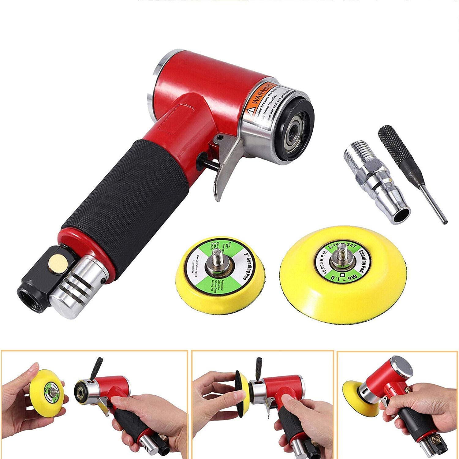 Orbital Air Sander - Pneumatic Dual Action Polisher & Angle Sander for Auto Body Sanding, Woodworking, Metal Finishing | Perfect for Car Detailing, Furniture Restoration & DIY Projects