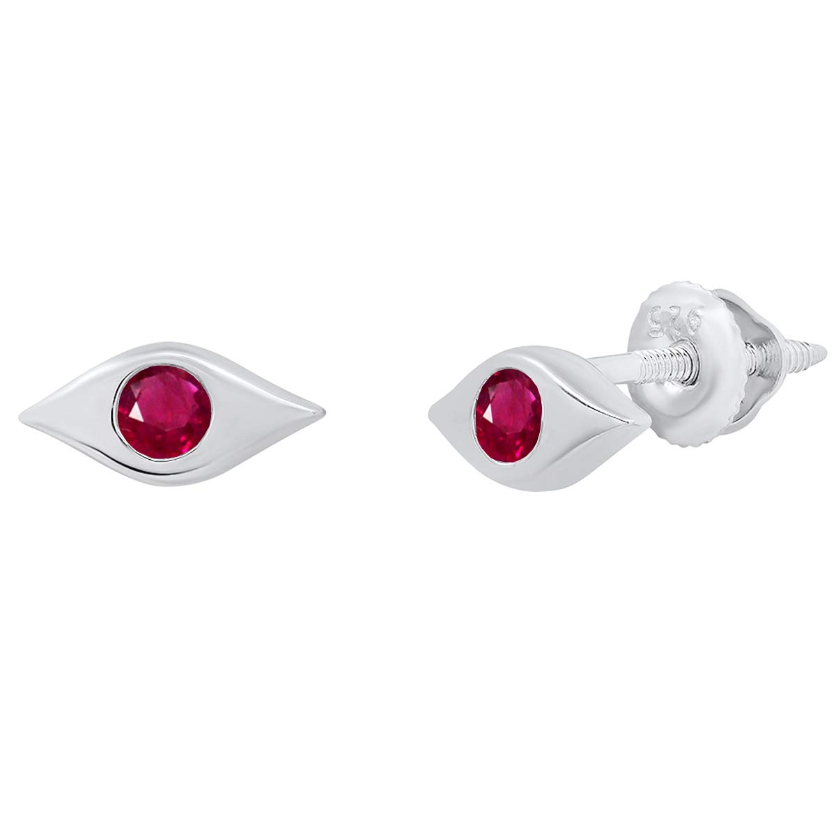 Dazzlingrock Round Lab-Created Gemstone Evil Eye Stud Earrings for Women - Sterling Silver Jewelry for Protection & Style | Perfect for Gifts, Everyday Wear & Spiritual Healing