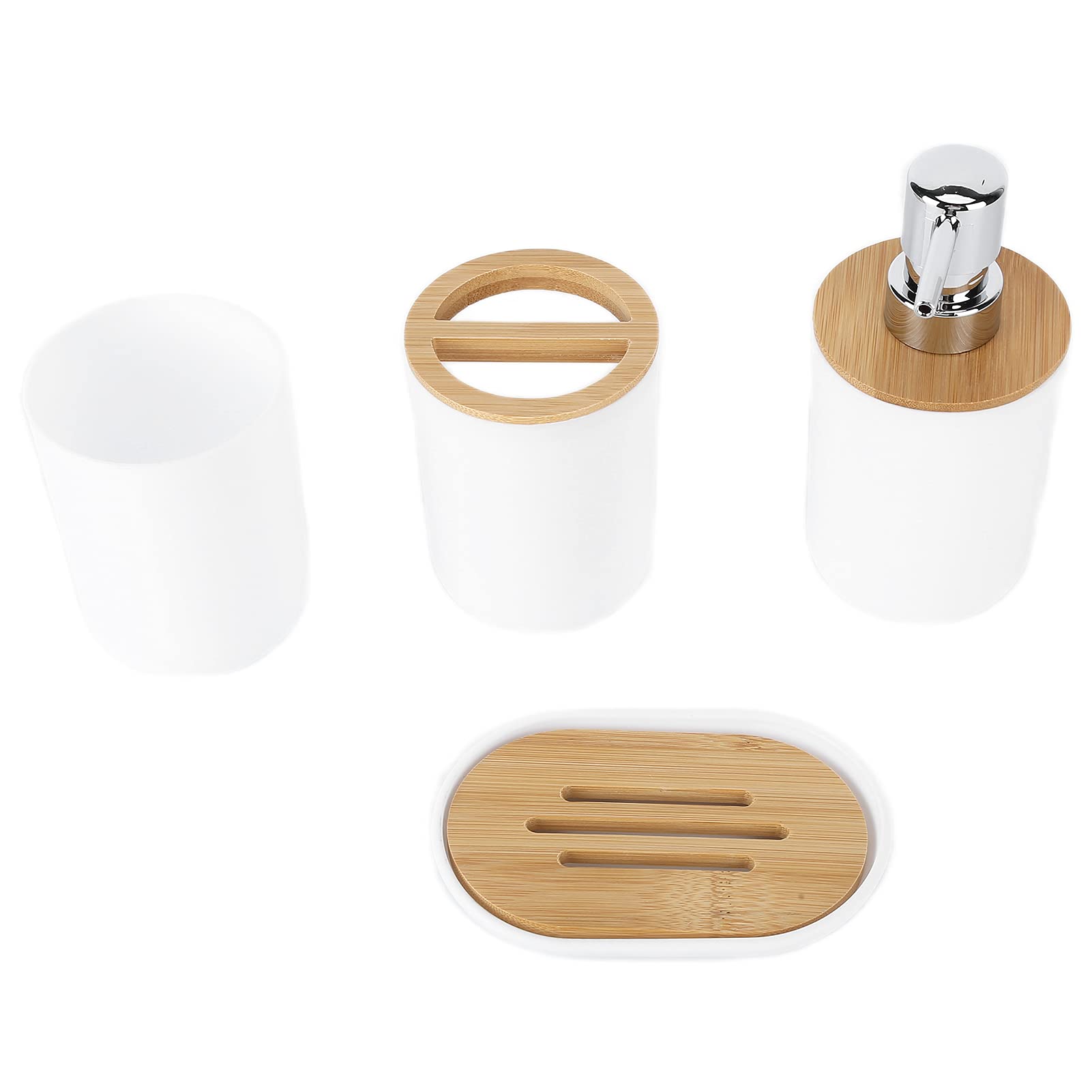 4PCS Bathroom Set - Toothbrush Holder, Toothbrush Cup, Toilet Brush & Bathroom Accessories for Home Organization | Perfect for Bathroom Countertop, Sink Area & Guest Bath Essentials