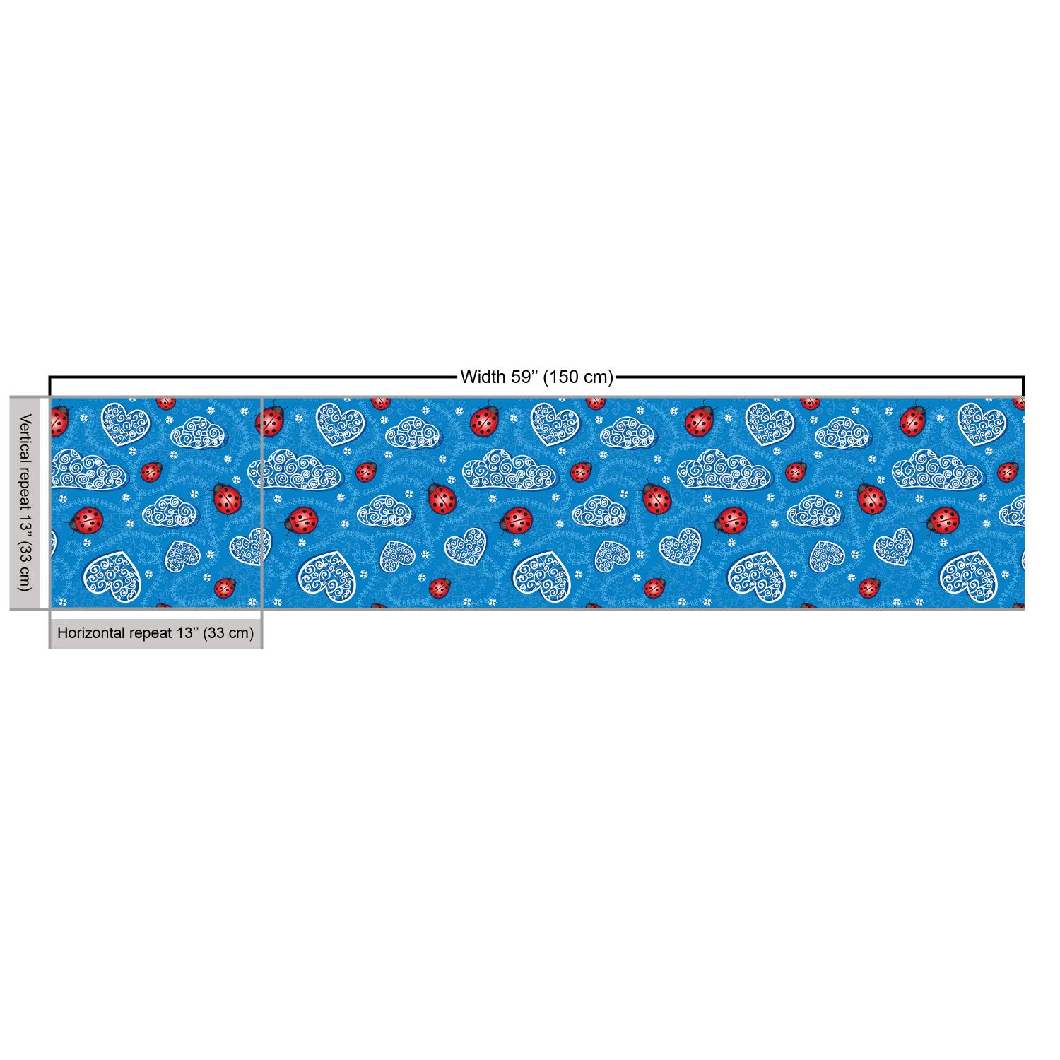 Ambesonne Ladybugs Fabric by The Yard - Ladybug & Ornate Clouds Design for Upholstery, Curtains, Pillows | Decorative Home Fabric in Red & Blue | 10 Yards | Perfect for DIY Crafts, Home Decor & Sewing Projects