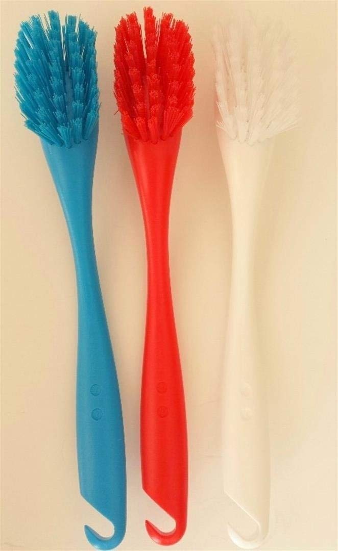 IKEA ANTAGEN Dishwashing Brush Set of 3 - Red, White, Blue Kitchen Cleaning Brushes for Pots, Pans & Dishes - Durable Scrub Brush for Home & Restaurant Use
