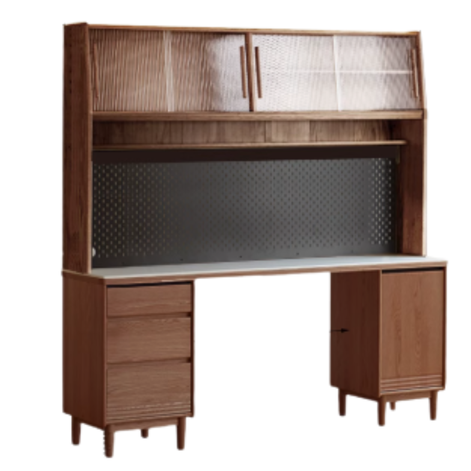 71x17.7x76.7 inch / 180.4x45x195 cm / Walnut color / Oak Rock slab dining cabinet shelf