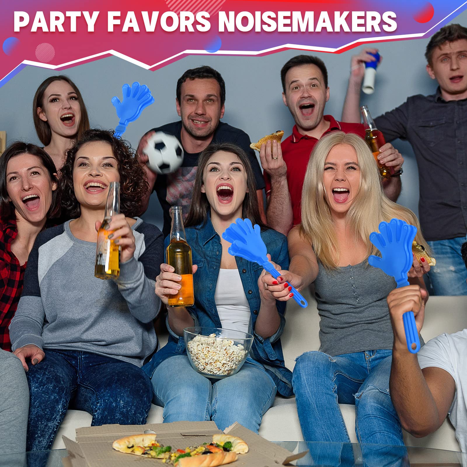 Woanger 4-Piece Jumbo Hand Clappers (11 Inch) - Blue Noise Makers for Parties, Sporting Events & Cheering - Perfect for Basketball, Football Games, Dances & Celebrations