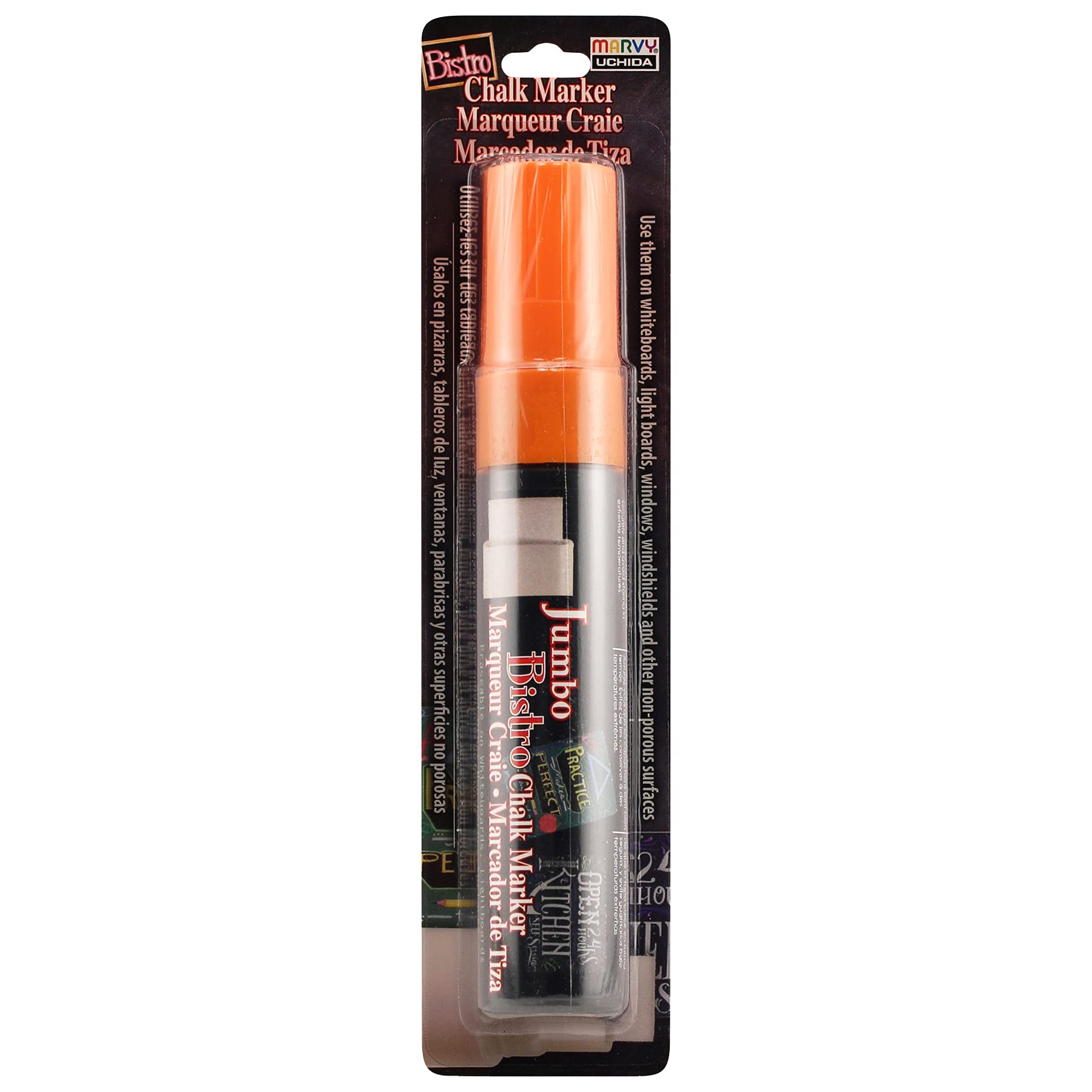 Uchida 481-C-F7 Jumbo Bistro Chalk Markers - Fluorescent Orange - Non-Toxic, Vibrant Chalkboard Markers for Restaurants, Cafes, Schools & DIY Crafts