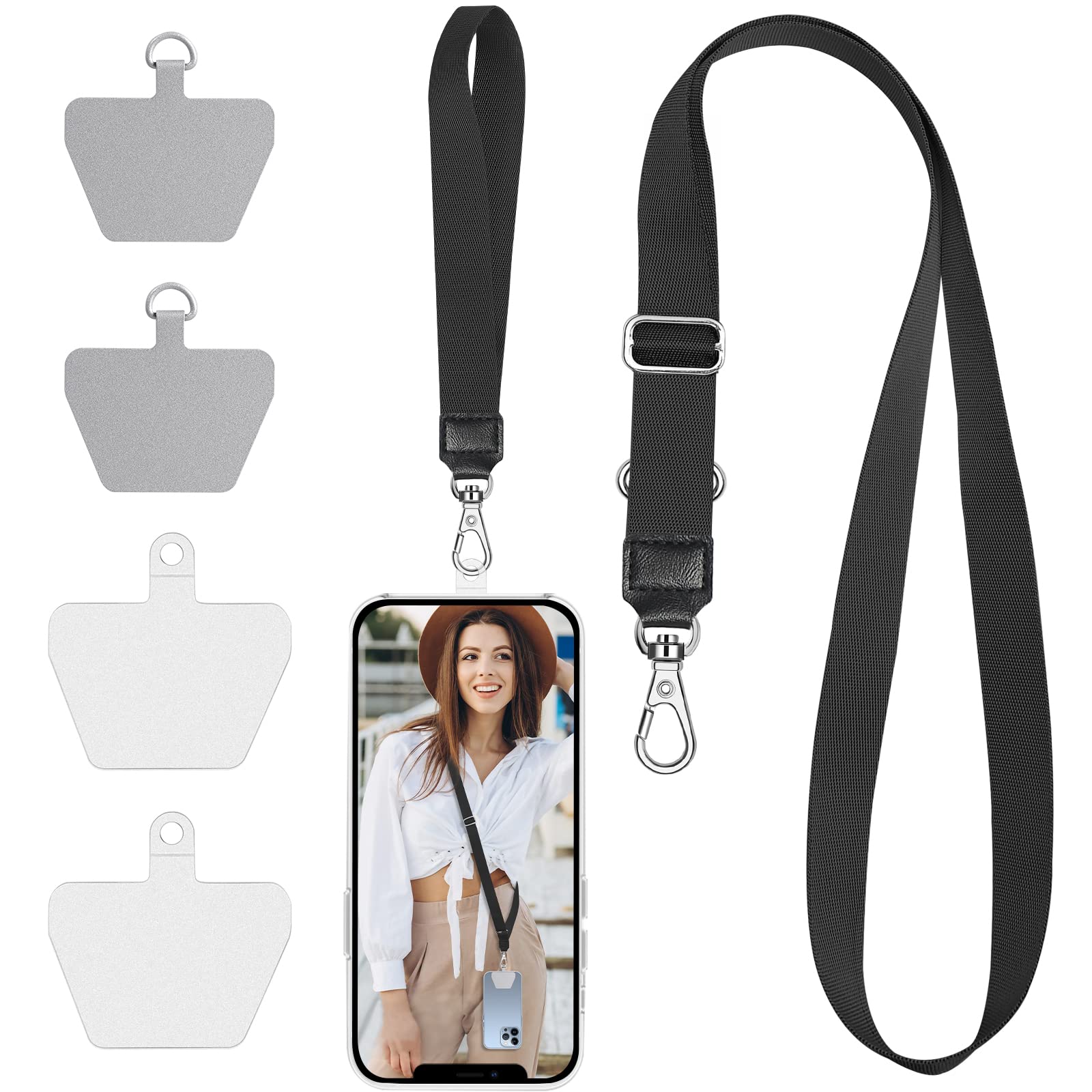 Premium Phone Lanyard with Adjustable Neck Strap - Secure Phone Holder with Custom Patches for iPhone, Samsung & Smartphones | Perfect for Work, Travel & Outdoor Activities