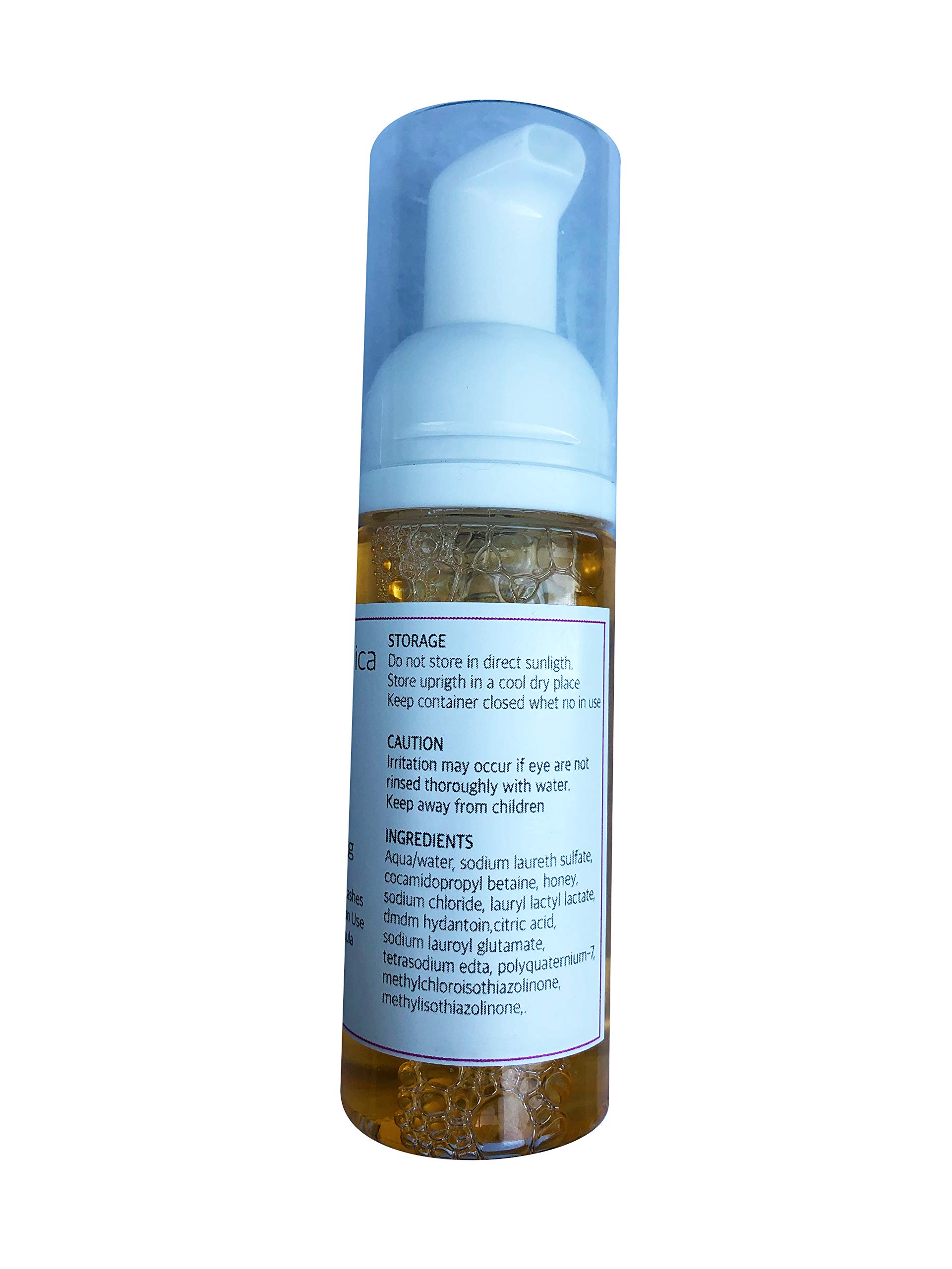 1.69oz Honey Eyelash Shampoo Foaming Cleanser & Makeup Remover - Gentle Lash Cleanser for Daily Use, Sensitive Eyes & Extensions Care