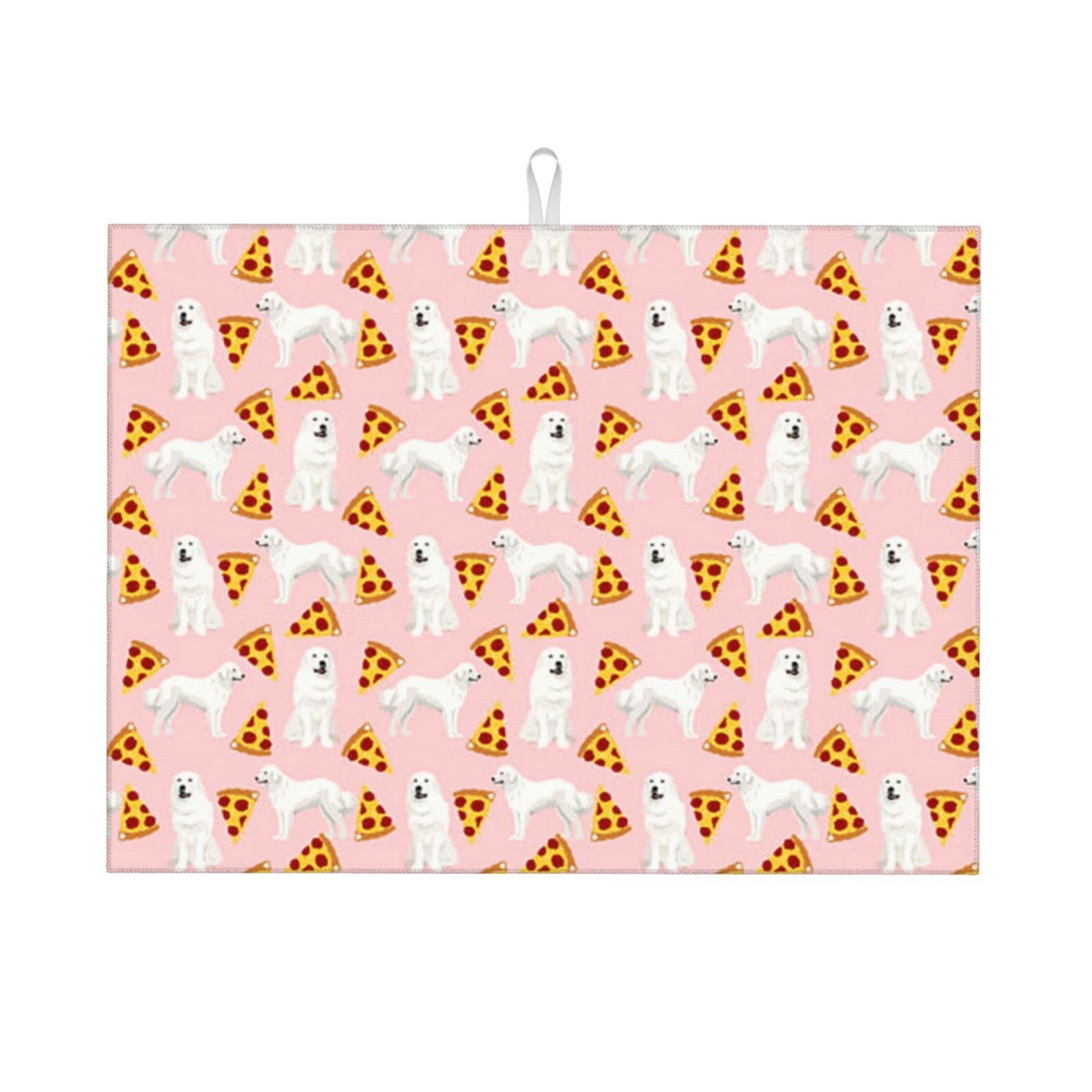 Great Pyrenees Extra Large 18x24 Inch Microfiber Kitchen Drying Mat - Super Absorbent Dish Drying Mat for Countertops, Sink, and Dish Rack - Perfect for Daily Dish Drying and Spill Protection