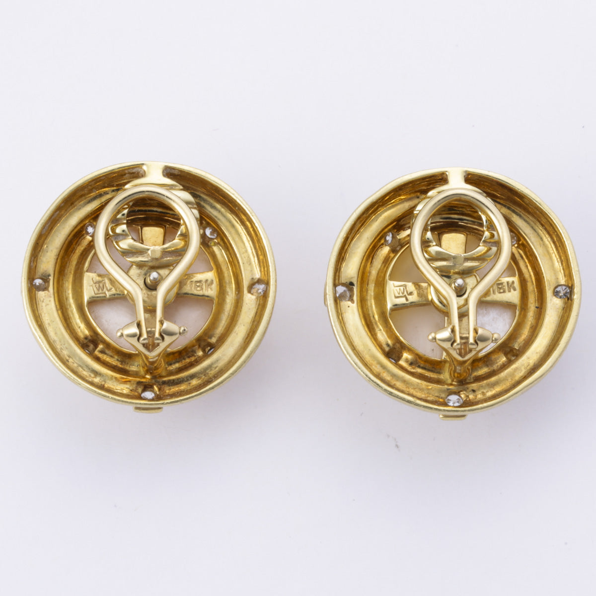 18K Yellow Gold Mabe Pearl and Diamond Clip-On Earrings | 14mm, 0.49ctw | Elegant Jewelry for Weddings, Parties & Special Occasions