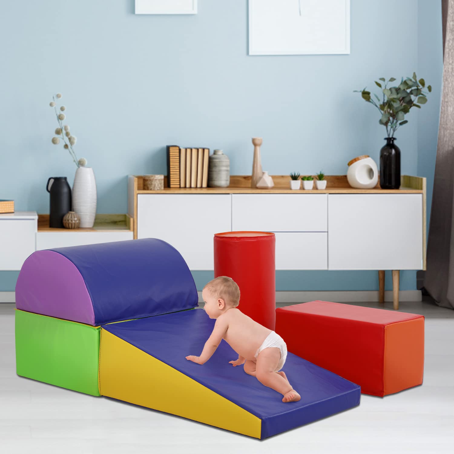 **DKelincs 5-Piece Kids Climbing Toys for Toddlers 1-3 Years – Soft Foam Crawl & Climb Play Set, Indoor Activity Blocks for Baby Gymnastics & Early Development – Perfect for Playrooms, Daycares & Safe Toddler Playtime**
