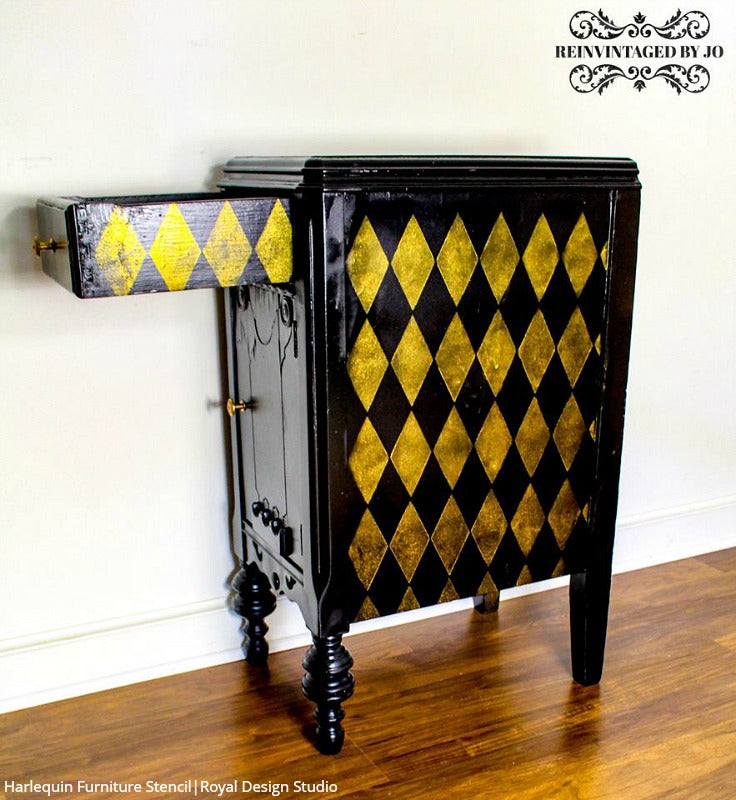 Harlequin Furniture Stencil - Reusable DIY Painting Template for Wood, Metal & Fabric - Perfect for Home Decor, Crafts & Upcycling Projects