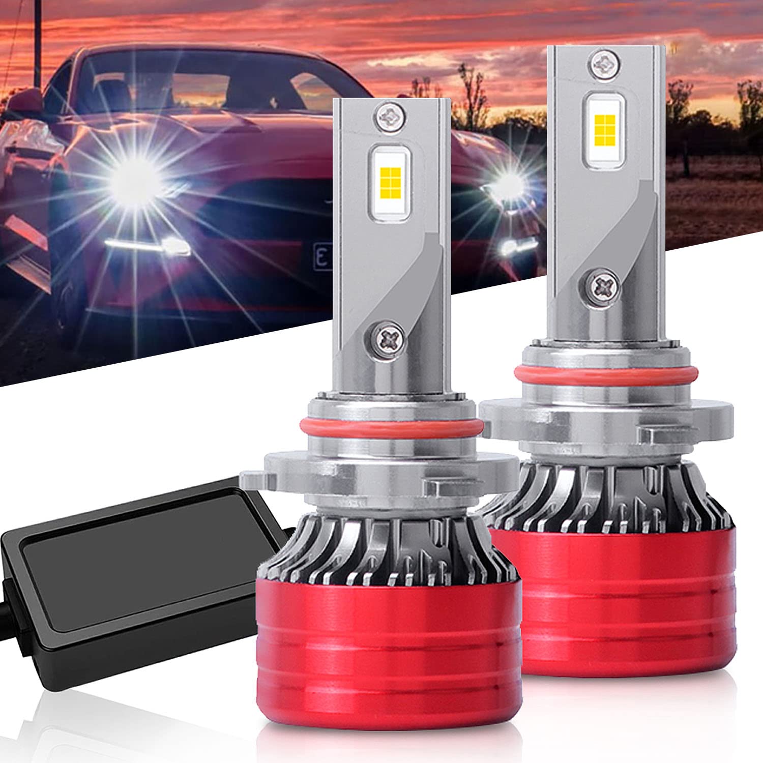 9005/HB3/H10 LED Headlight Bulbs - 300% Brighter 16000 Lumens 6000K Cool White - High Beam LED Conversion Kit - Plug and Play - Pack of 2 - Perfect for Night Driving, Off-Road & Foggy Conditions