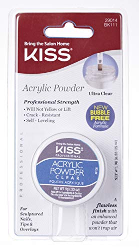 Kiss Acrylic Powder Clear - 0.33 oz (10ml) Nail Enhancement for Strong & Natural-Looking Nails - Perfect for DIY Manicures, Salon Use & Nail Extensions
