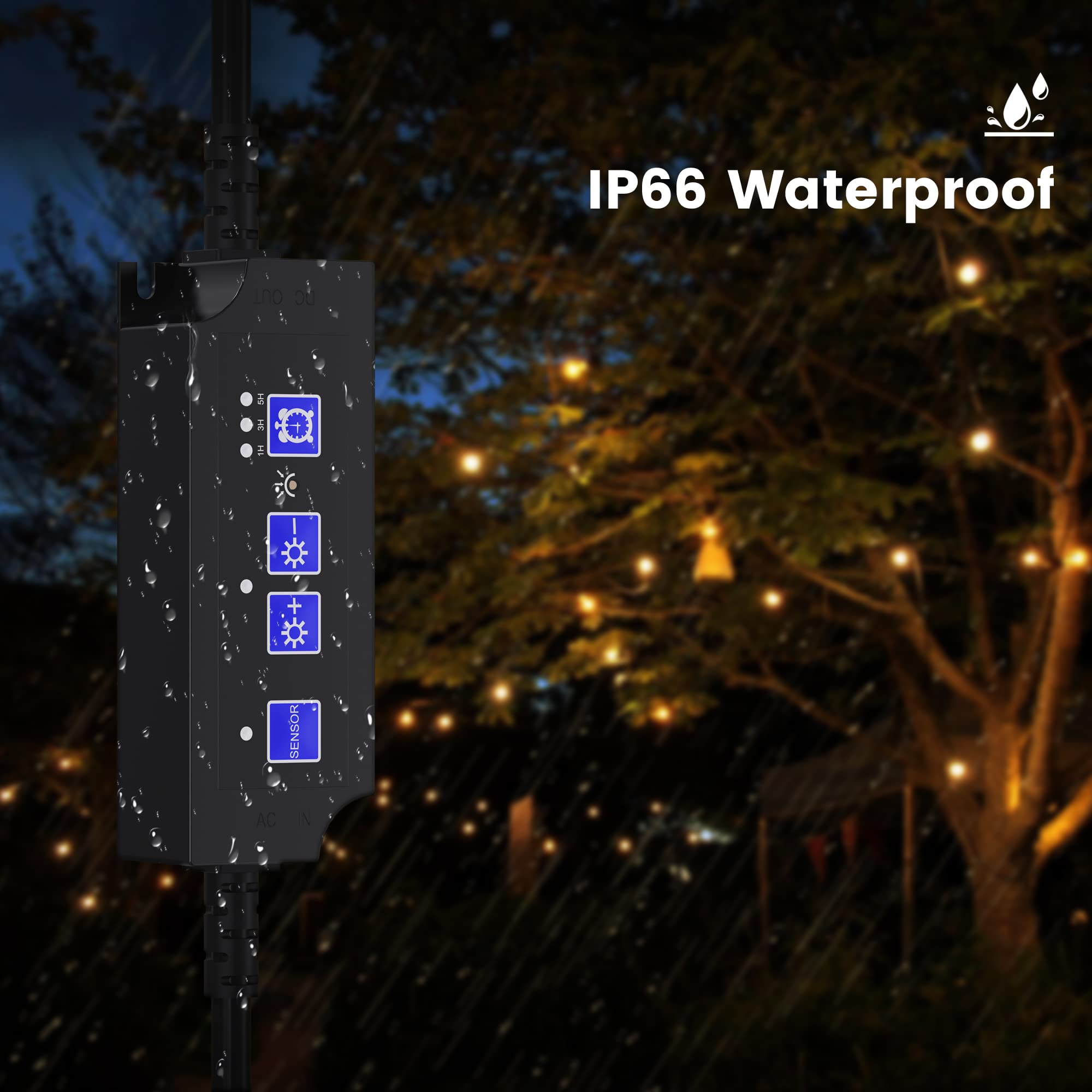 360W Outdoor Dimmable Plug for LED String Lights - Weatherproof Dusk to Dawn Timer Switch for Patio, Garden & Backyard Lighting | Perfect for Decorative, Party & Landscape Lighting