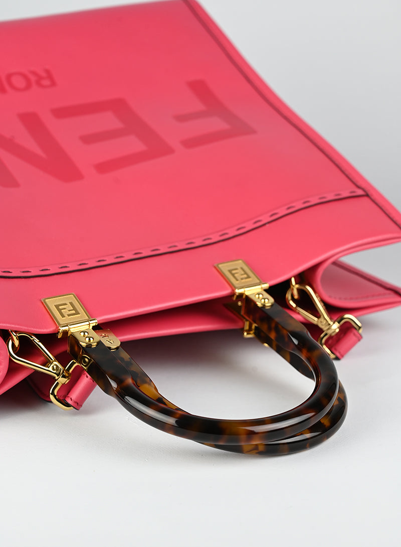 Fendi Red Leather Shopper Tote Bag - Stylish & Spacious Handbag for Women, Perfect for Work, Travel & Everyday Use