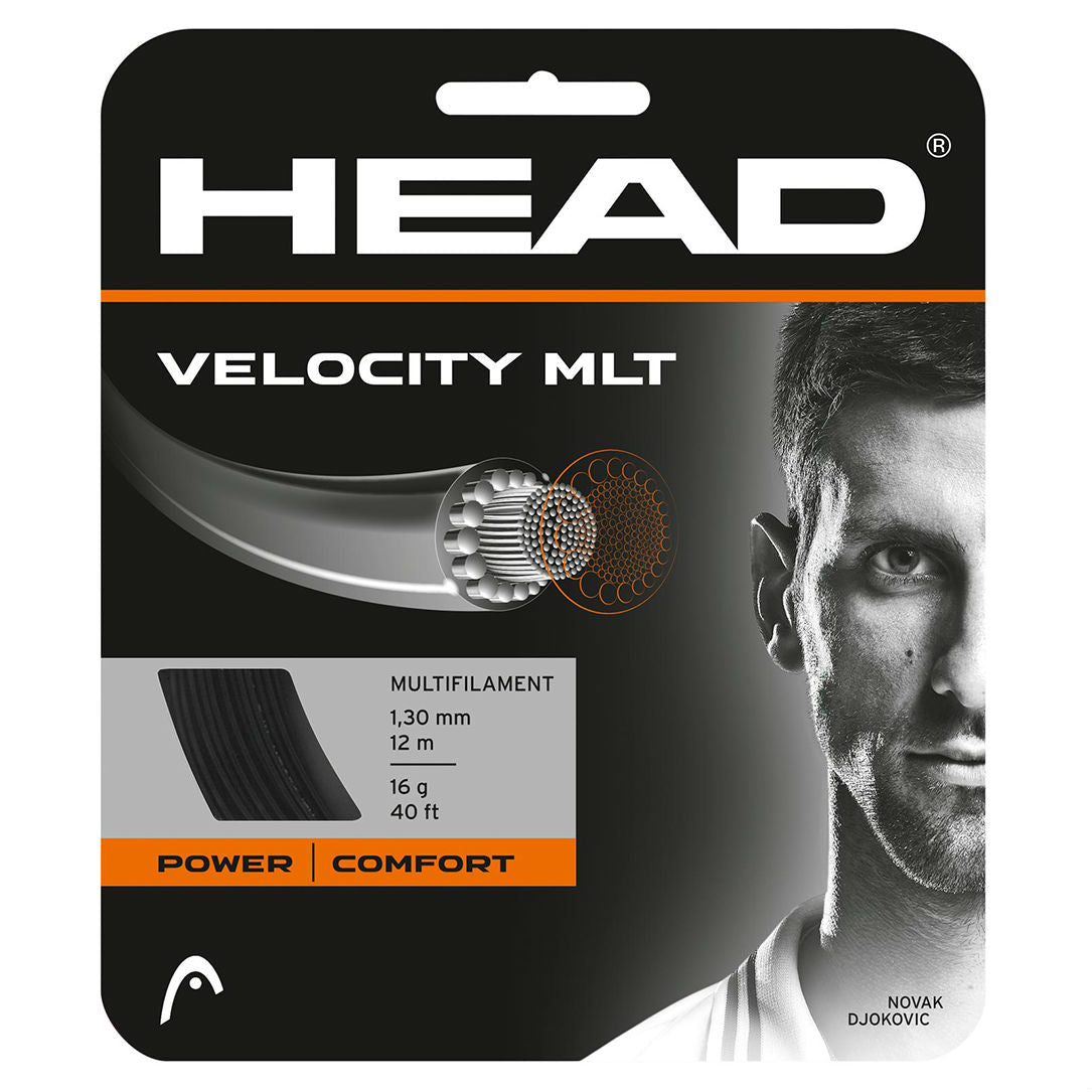 Head Velocity MLT 16/1.30 Tennis String (Black) | High-Performance Tennis Racket String for Control & Comfort | Perfect for Competitive Play & Recreational Tennis