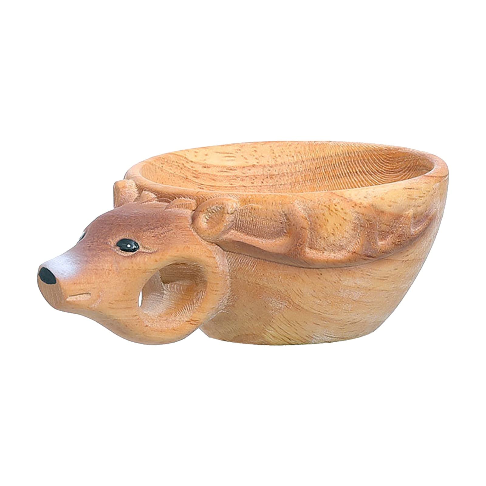 Hand-Carved Wooden Animal Statue Water Cup - Unique Home Decor & Gift for Nature Lovers | Perfect for Rustic Home, Office Desk & Garden Decor