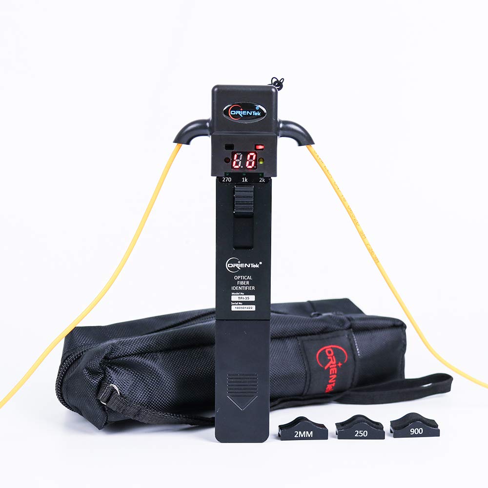 ORIENTEK TFI-35 Optical Fiber Identifier with 4 Adapters - Live Fiber Detector & Traffic Identifier for Telecom Technicians (Ideal for Network Maintenance, Fiber Optic Testing & Cable Installation)