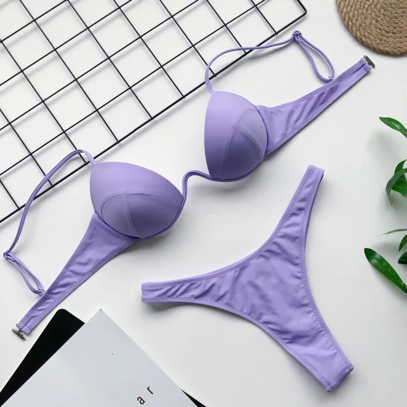 8 Colors Women's Halter Bikini Set - Push Up Swimwear, Bandeau Swimsuit & Sexy Bathing Suit for Beach, Pool Party & Summer Vacation