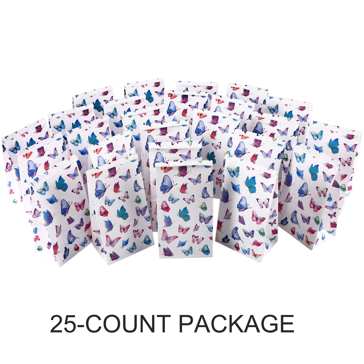 25Pcs Thickened Butterfly Favor Bags for Kids Birthday Party - Small Gift Goodie Bags with Handles - Perfect for Candy, Toys & Party Favors - Mini Size (WB1)
