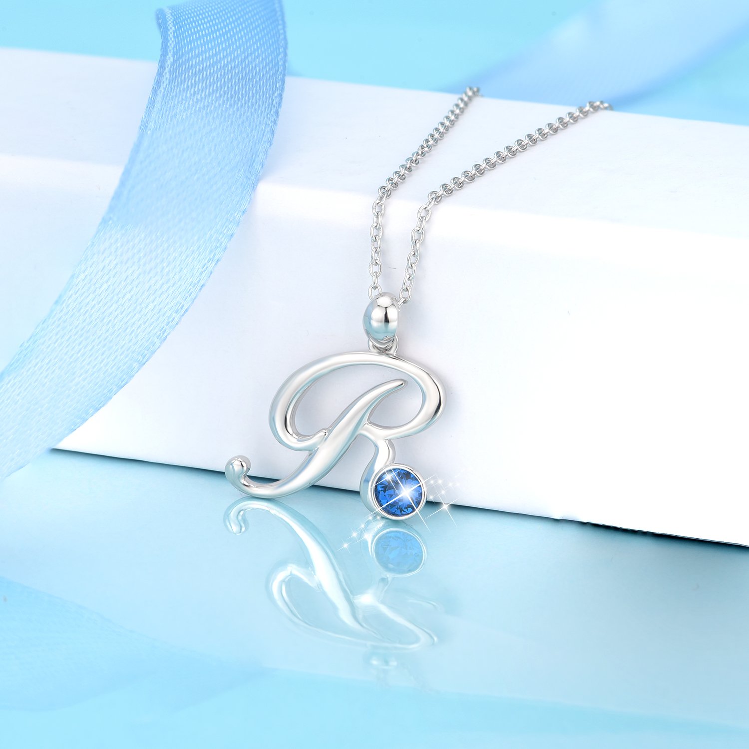 WINNICACA Personalized Initial Necklace for Women - 925 Sterling Silver Letter Pendant with Birthstone, Custom A-Z Jewelry Gift for Her, Daughter, Girlfriend | Birthday, Christmas, Anniversary Present | Perfect for Everyday Wear & Special Occasions