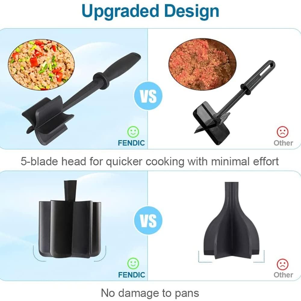 Premium Multifunctional Meat Chopper & Grinder - Heat-Resistant Kitchen Tool for Ground Beef, Turkey & Hamburger Meat | Perfect for Meal Prep, BBQ & Home Cooking