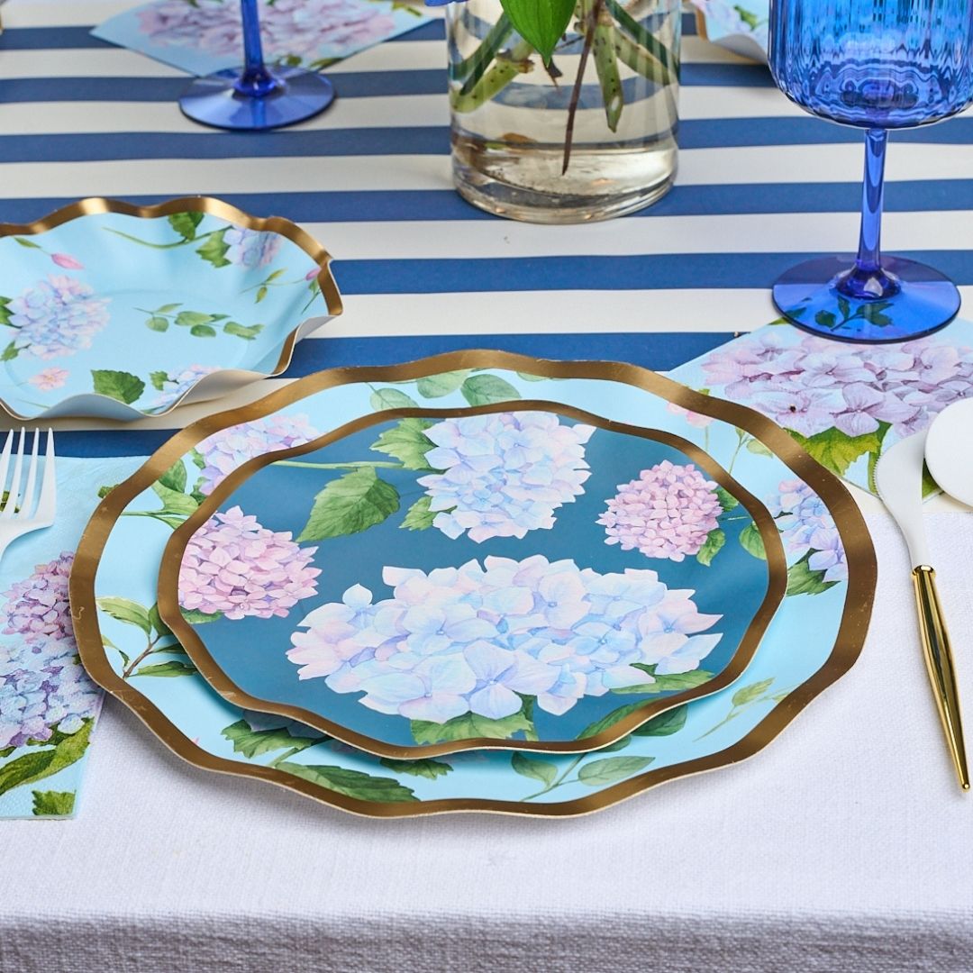 Complete Hydrangea Floral Table Setting Kit for 8 - Elegant Dinner Party Decor for Weddings, Anniversaries & Special Occasions