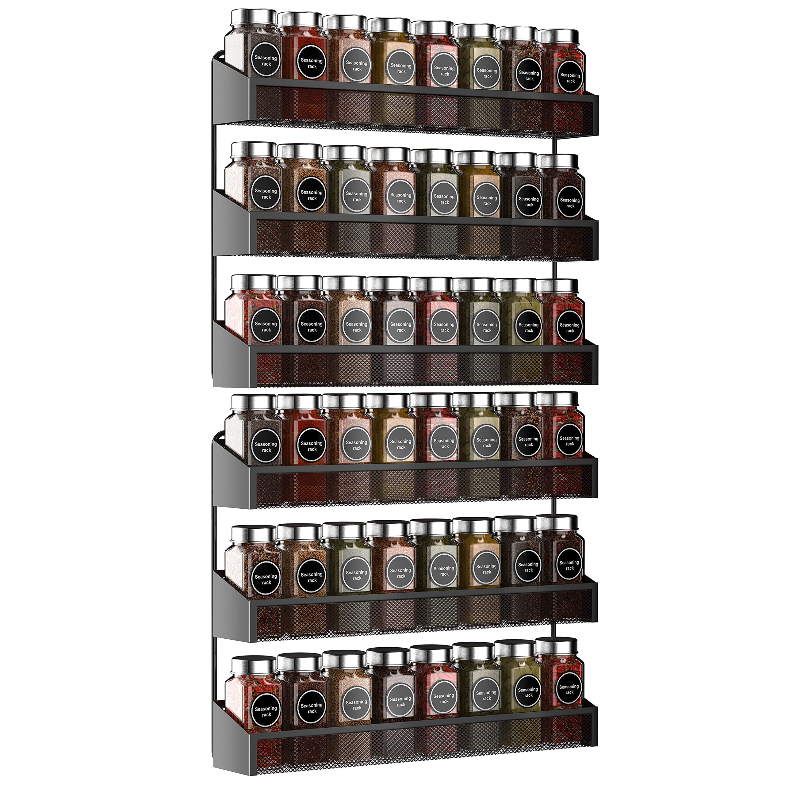 Auledio 2-Pack 3-Tier Spice Rack Organizer - Countertop or Wall Mounted Storage Shelf for Kitchen, Pantry, Bathroom & Shower - Space Saving Cabinet Organizer for Spices, Cosmetics & Toiletries (Black)