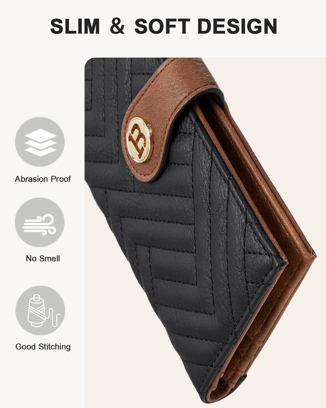 Luna Slim Quilted Leather Bifold Card Wallet for Men & Women - RFID Blocking Minimalist Wallet with ID Window - Perfect for Travel, Business & Everyday Use