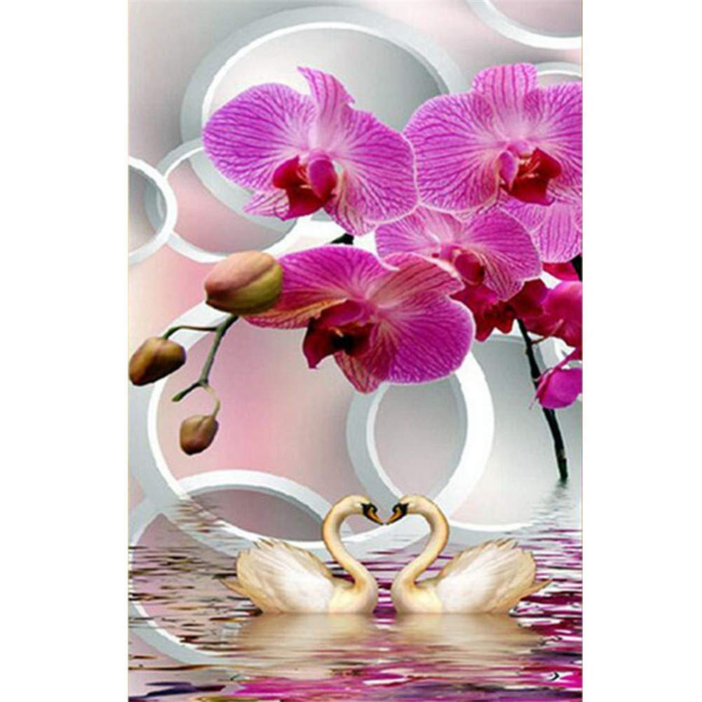 5D Diamond Painting Kit for Adults & Kids - Swan Orchid Full Drill Crystal Rhinestone Art (30x48 Inch) | DIY Cross Stitch Embroidery Craft for Home Wall Decor, Relaxation & Gift Giving