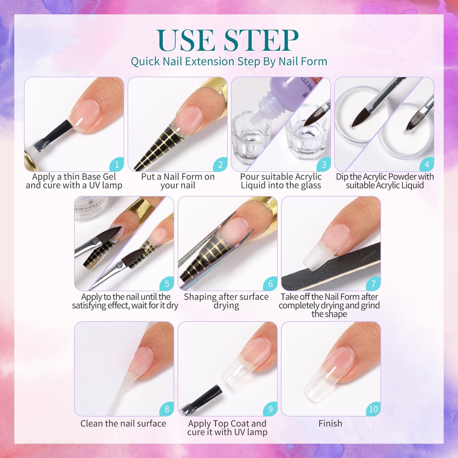 Professional Acrylic Nail Kit - 3 Colors (White, Pink, Clear) 30g for Salon & Home Manicures | DIY Nail Art Essentials