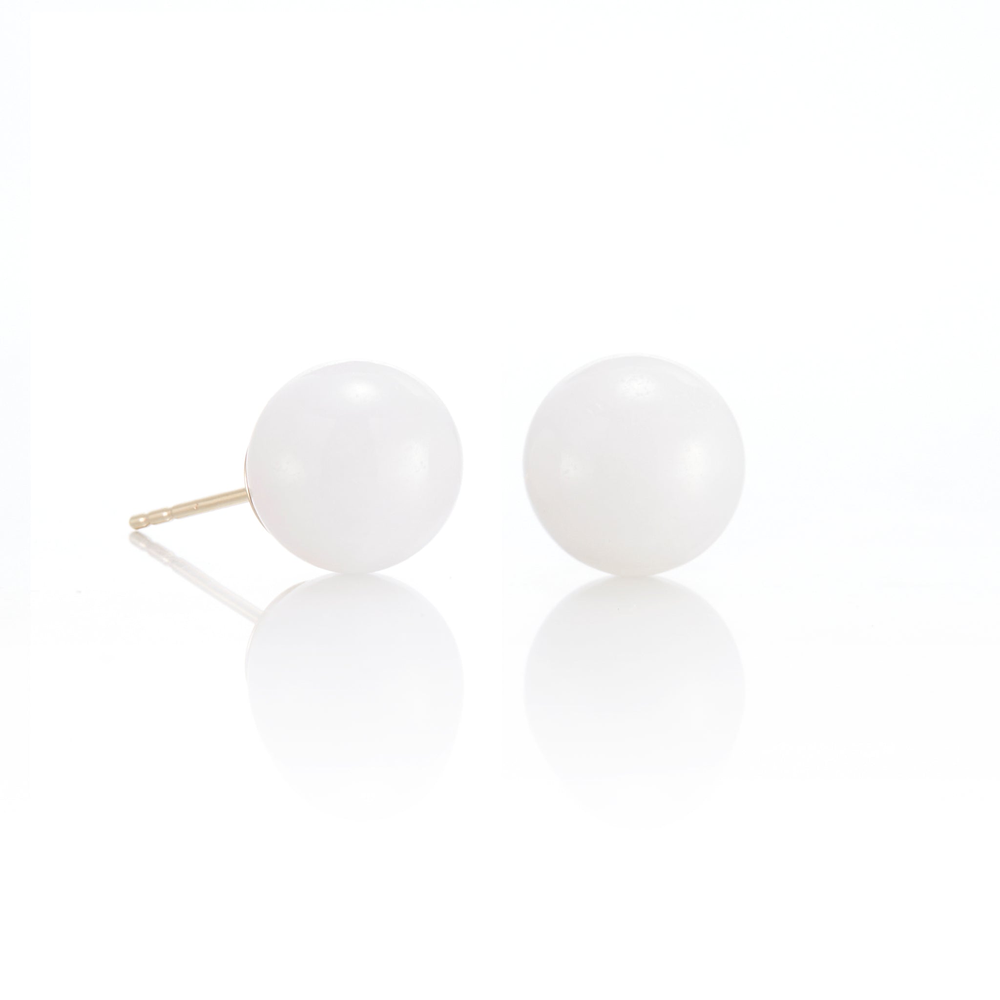 10mm White Jade Stud Earrings for Women - Natural Stone Jewelry Gift for Her - Perfect for Weddings, Parties & Everyday Wear