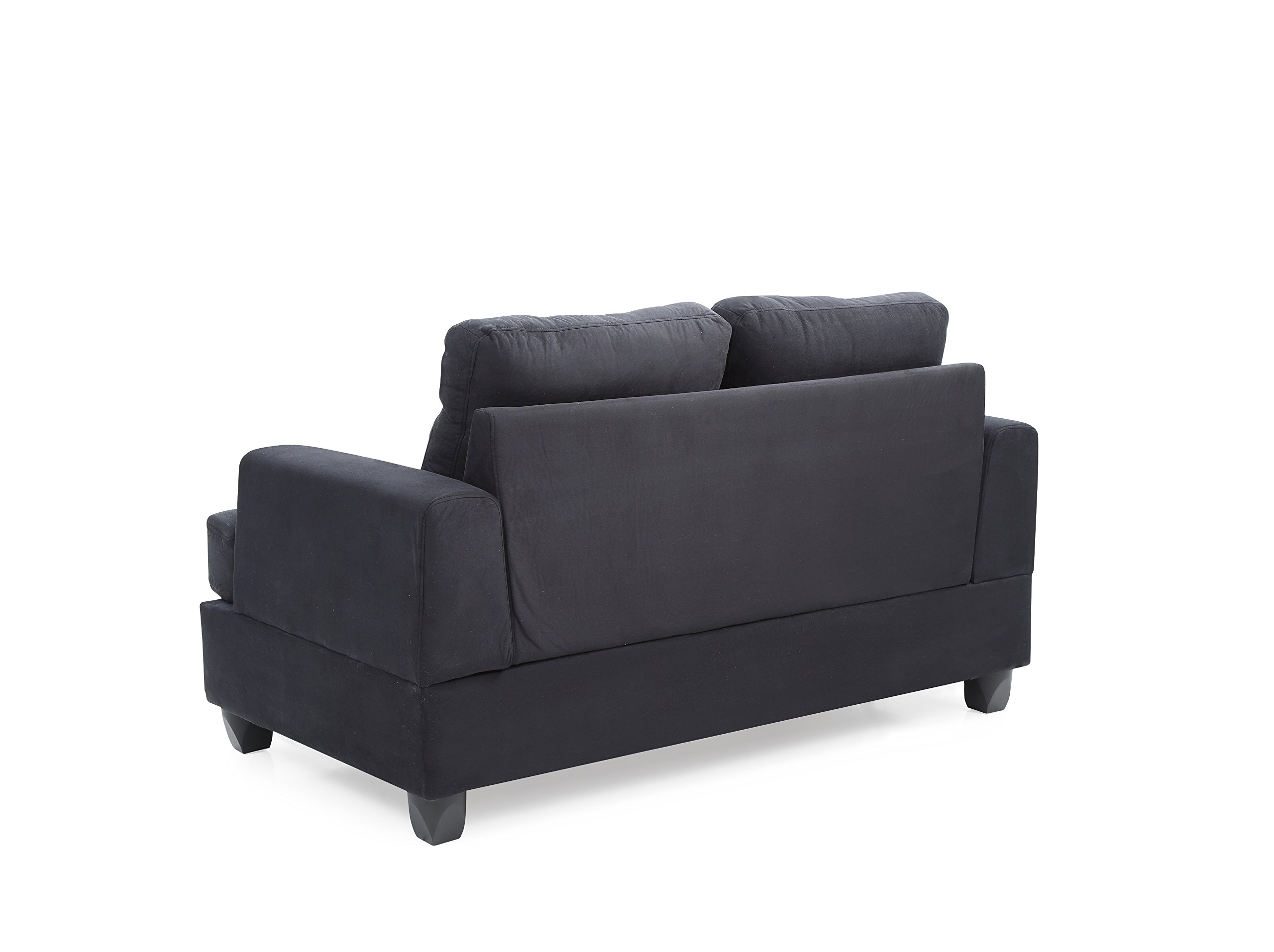 Premium Black Suede Upholstered Love Seat - Modern 2-Seater Sofa for Living Room, Lounge & Small Spaces - Comfortable Couches for Apartments, Dorms & Cozy Home Decor