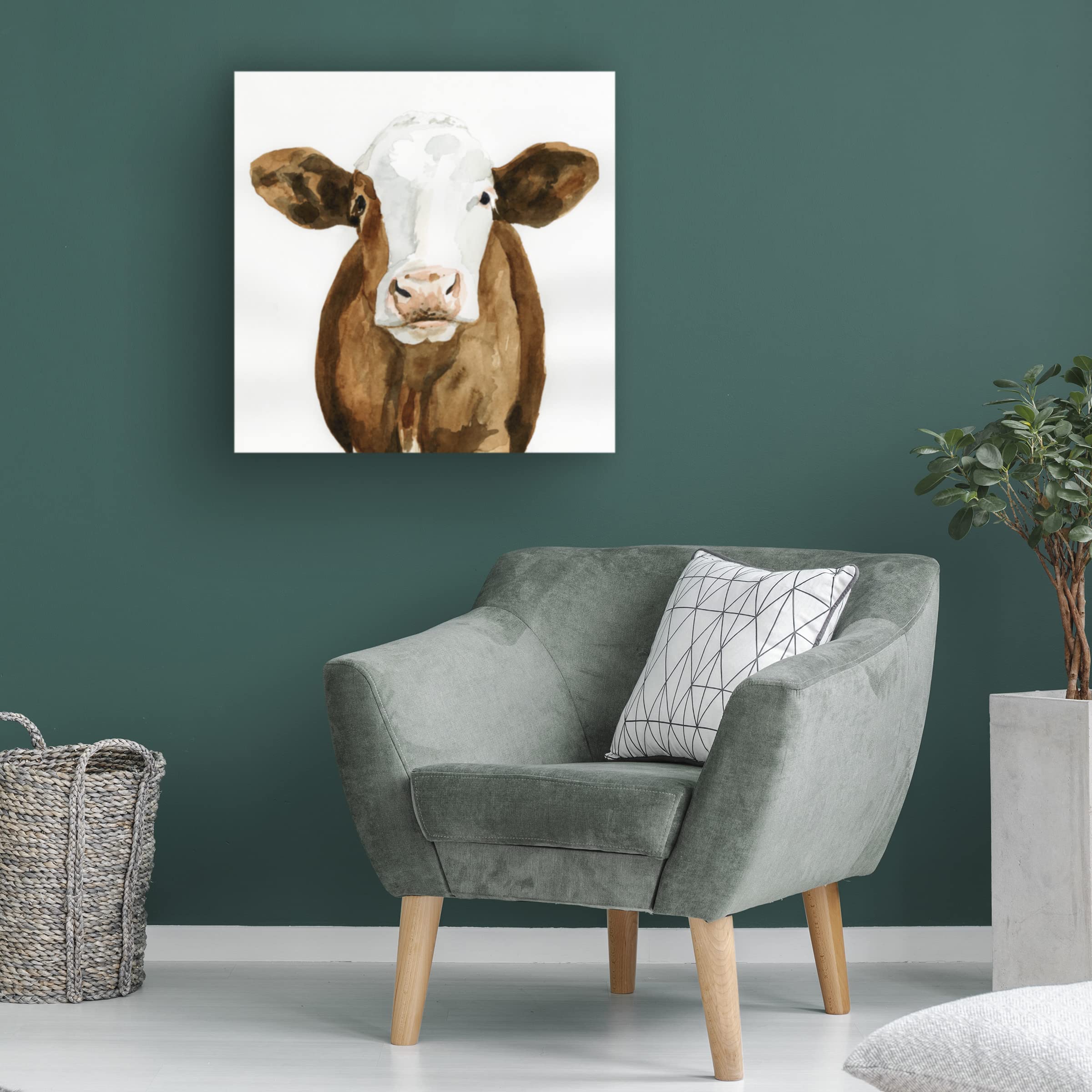 Victoria Barnes 'Cow Gaze II' Canvas Wall Art Print - Modern Farmhouse Decor for Living Room, Bedroom & Office