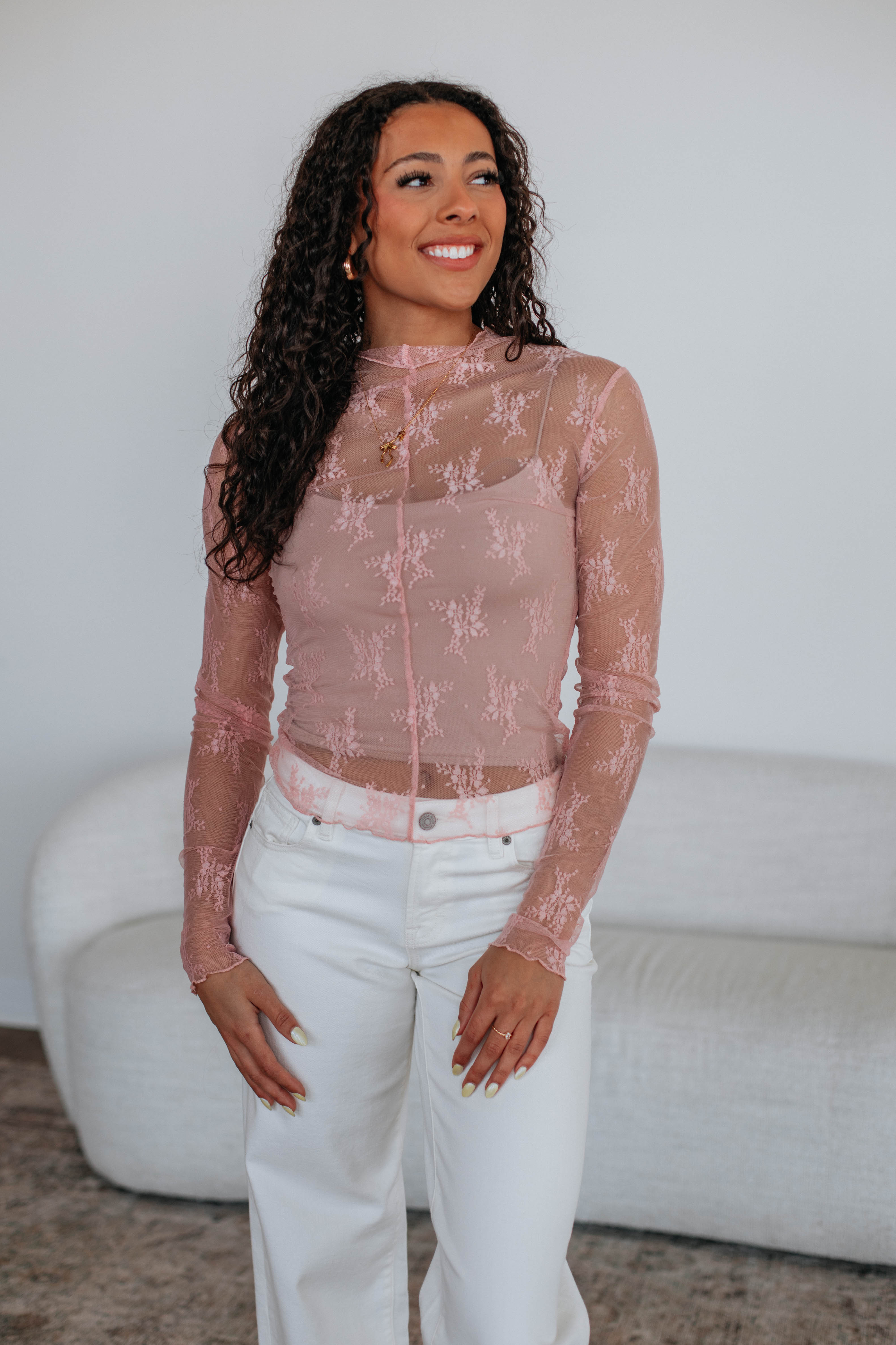 Elegant Asa Lace Blush Top for Women - Perfect for Date Night, Parties & Special Occasions