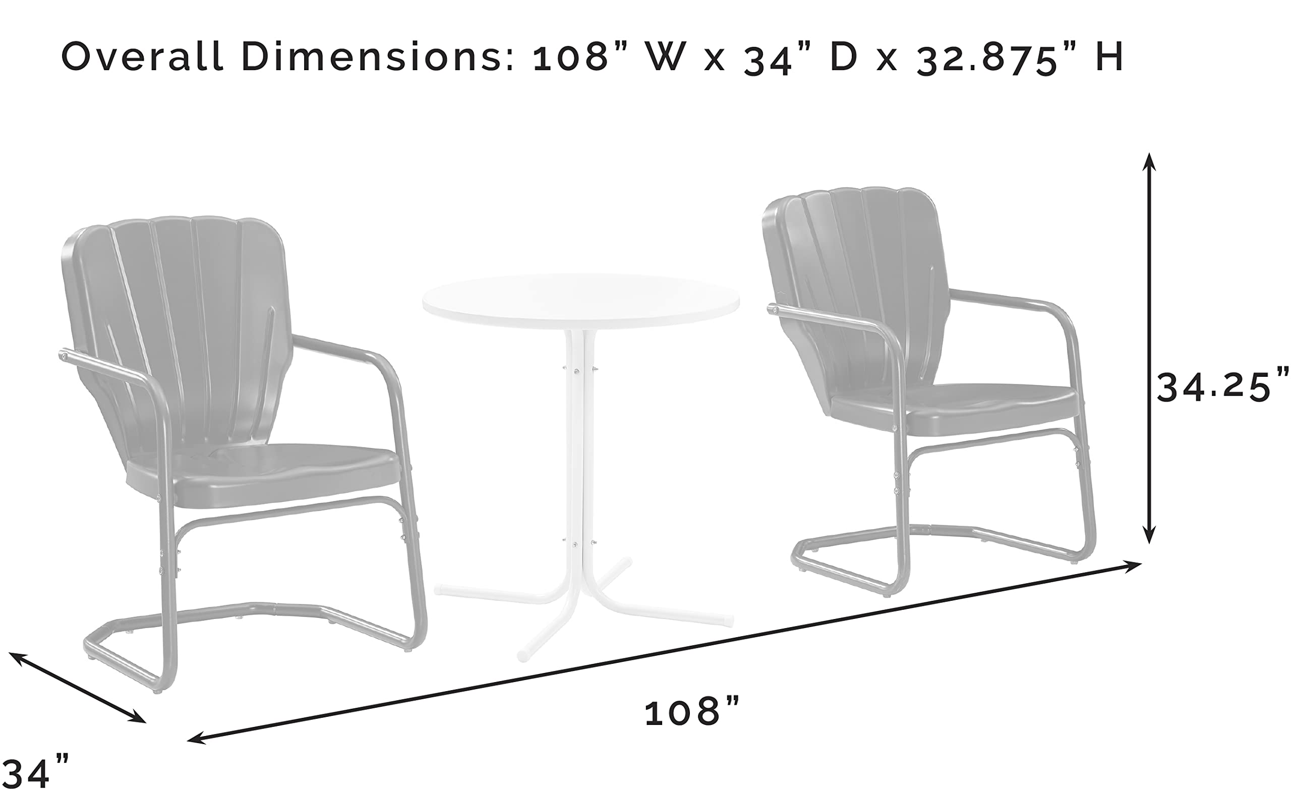 Crosley Furniture Ridgeland 3-Piece Outdoor Bistro Set - Retro Metal Patio Dining Table and Chairs for Garden, Porch, Deck - Navy Gloss Finish - Perfect for Small Spaces & Al Fresco Dining