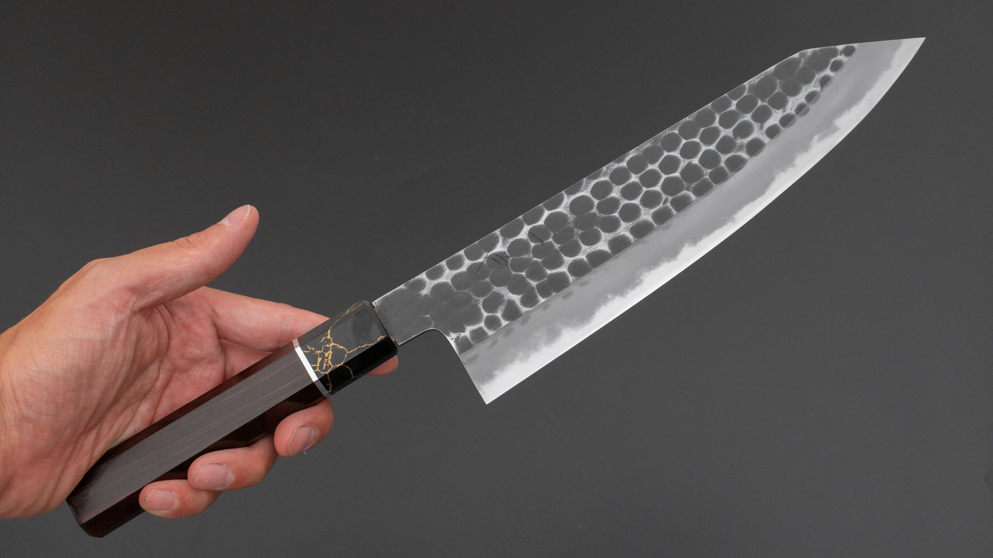 Hitohira Hinode Tsuchime White #2 Kiritsuke Gyuto 210mm Japanese Chef Knife with Ebony Handle - Perfect for Sushi, Sashimi & Precision Cutting (#06)