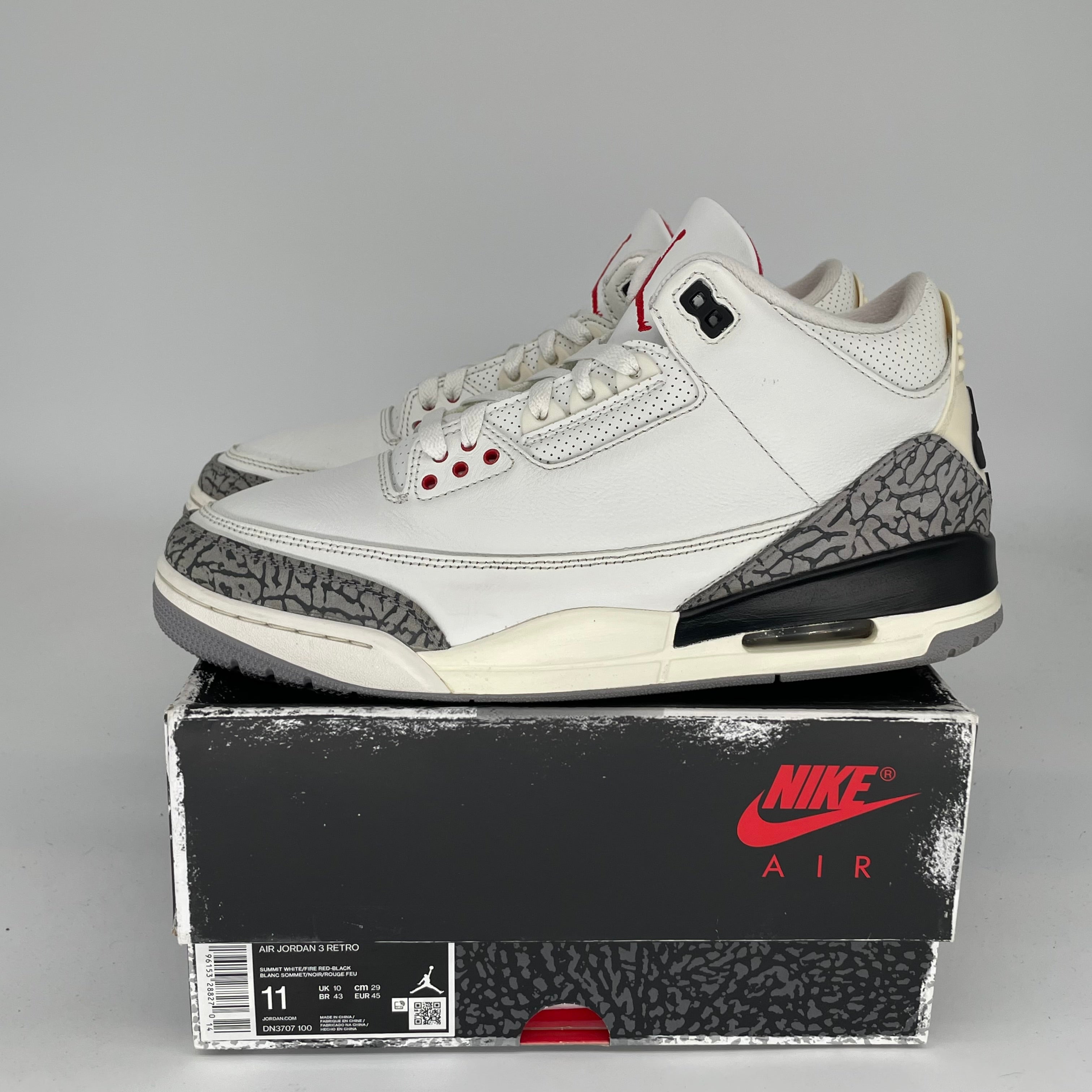 AIR JORDAN 3 White Cement Reimagined Retro Sneakers - Men's Size 11 (DN3707-100) - Authentic Basketball Shoes for Streetwear & Casual Outfits