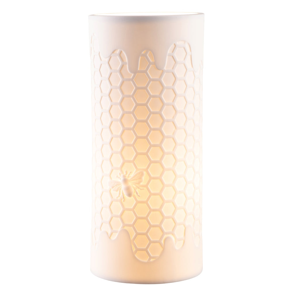 Belleek Living Honey Hive Luminaire - Handcrafted Ceramic Table Lamp with Beehive Design, Perfect for Bedroom, Living Room, and Home Decor