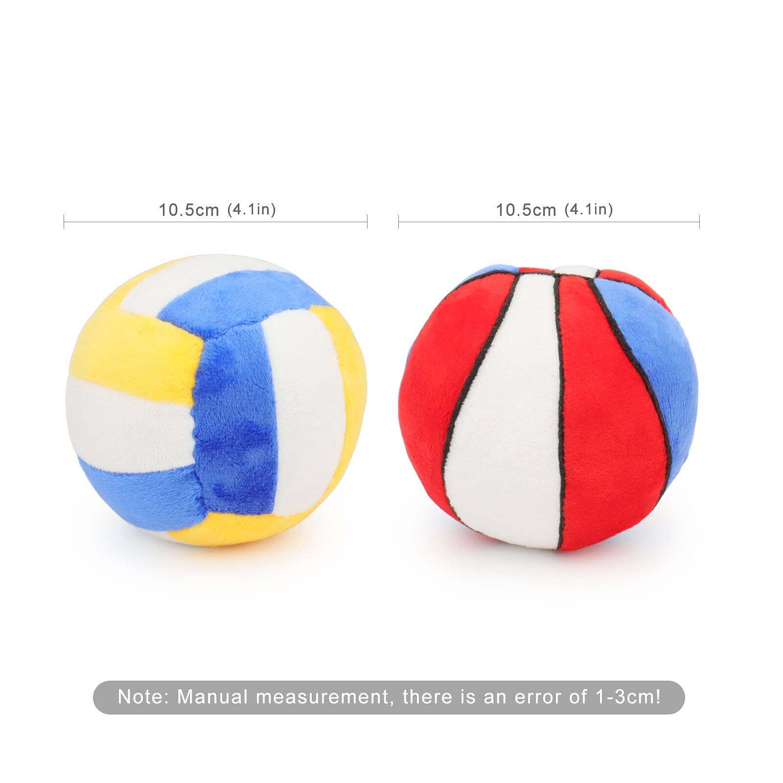 2PCS Interactive Squeaky Dog Toys - Plush Chew Balls for Small & Medium Dogs - Puppy Teething Toys - Perfect for Indoor/Outdoor Play, Training & as Christmas/Birthday Gifts for Pets - Fun Basketball & Volleyball Style Playtime