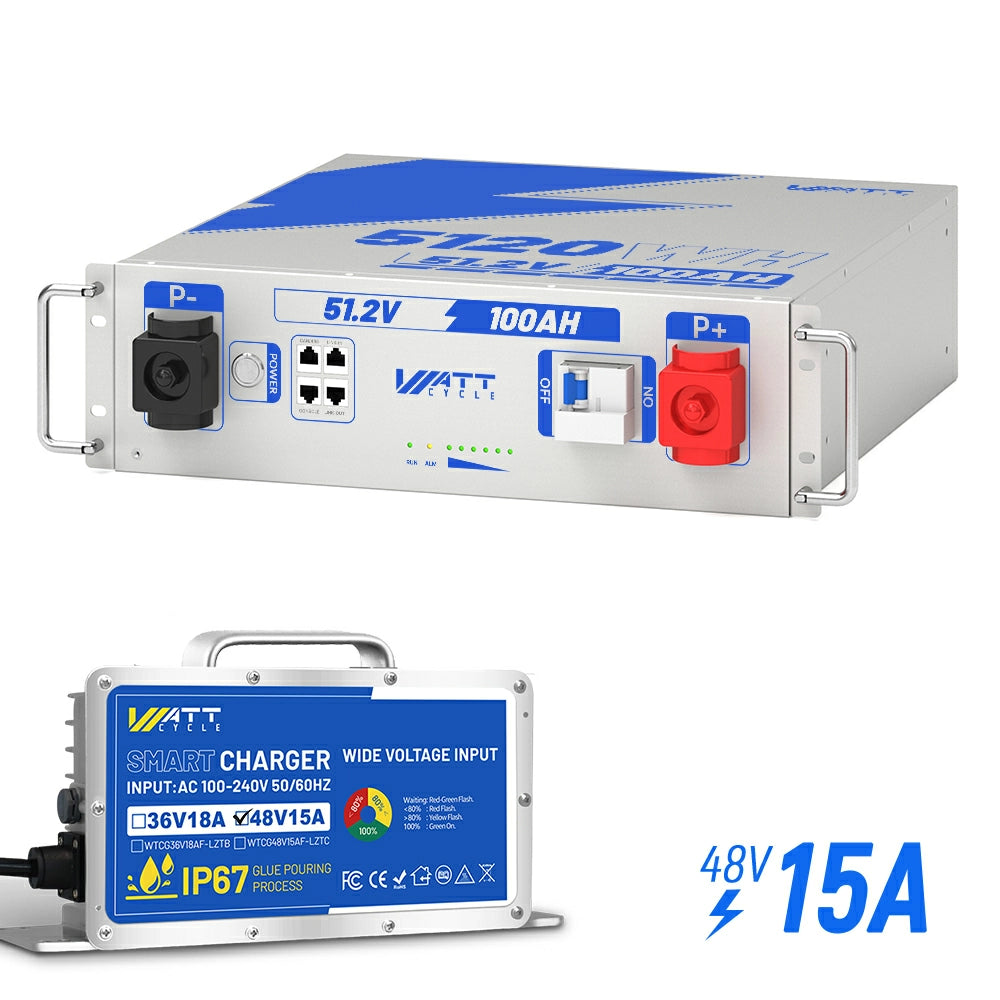 48V (51.2V) 100Ah 3U Server Rack LiFePO4 Battery with Bluetooth Kit - High Capacity Solar Energy Storage for Home & RV Use