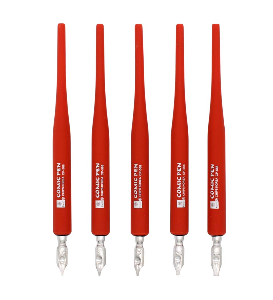 Premium Calligraphy Pen Set with 5 Plastic Pen Holders & 10 Nibs - Gothic Dip Pens for Beginners & Professionals - Perfect for Comic Art, Hand Lettering & Wedding Invitations - Red