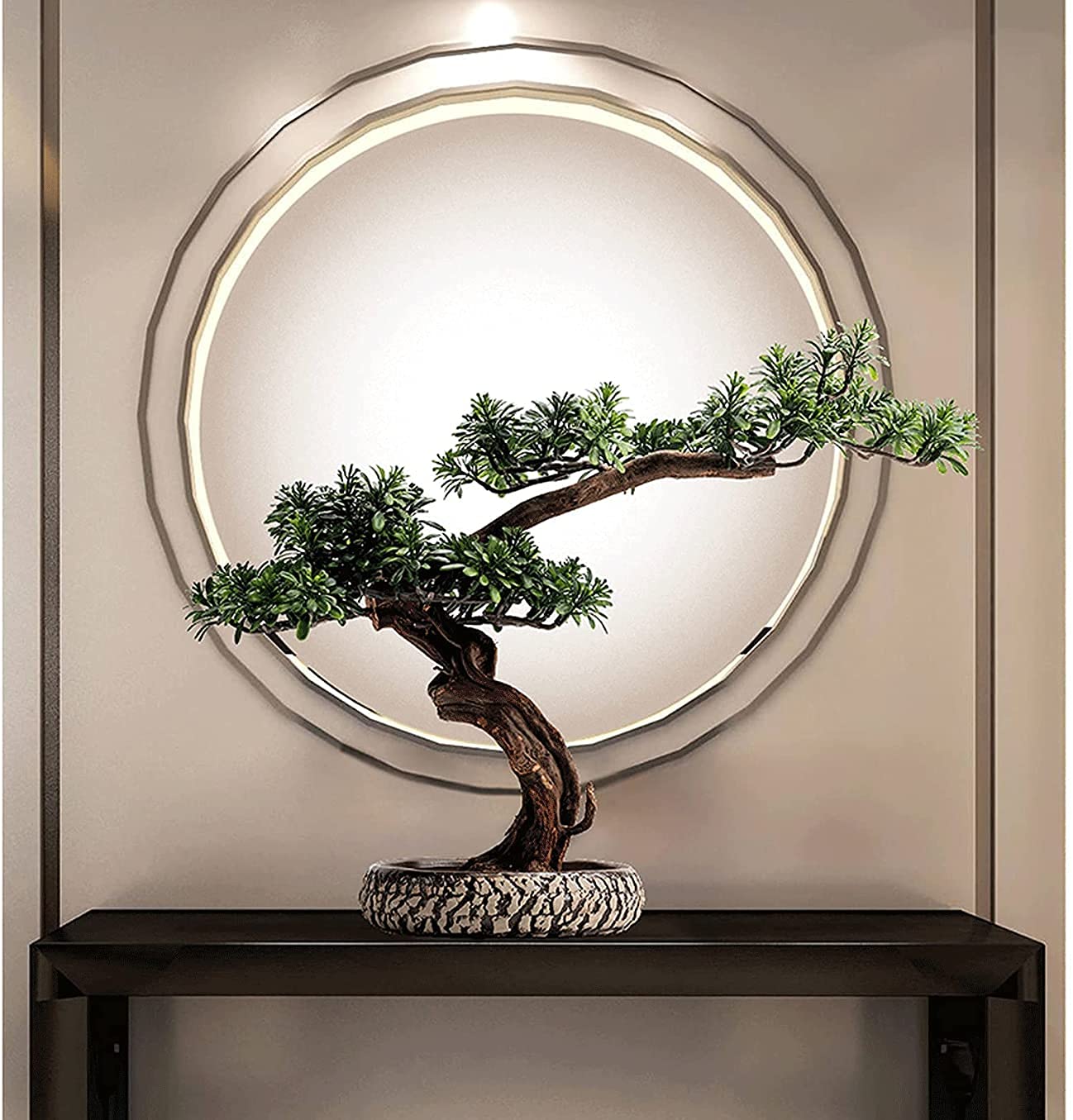 13-Inch Artificial Bonsai Tree Potted Plant - Realistic Fake Pine Bonsai for Home & Office Decor - Perfect for Desk, Living Room, Zen Garden & Gift Giving